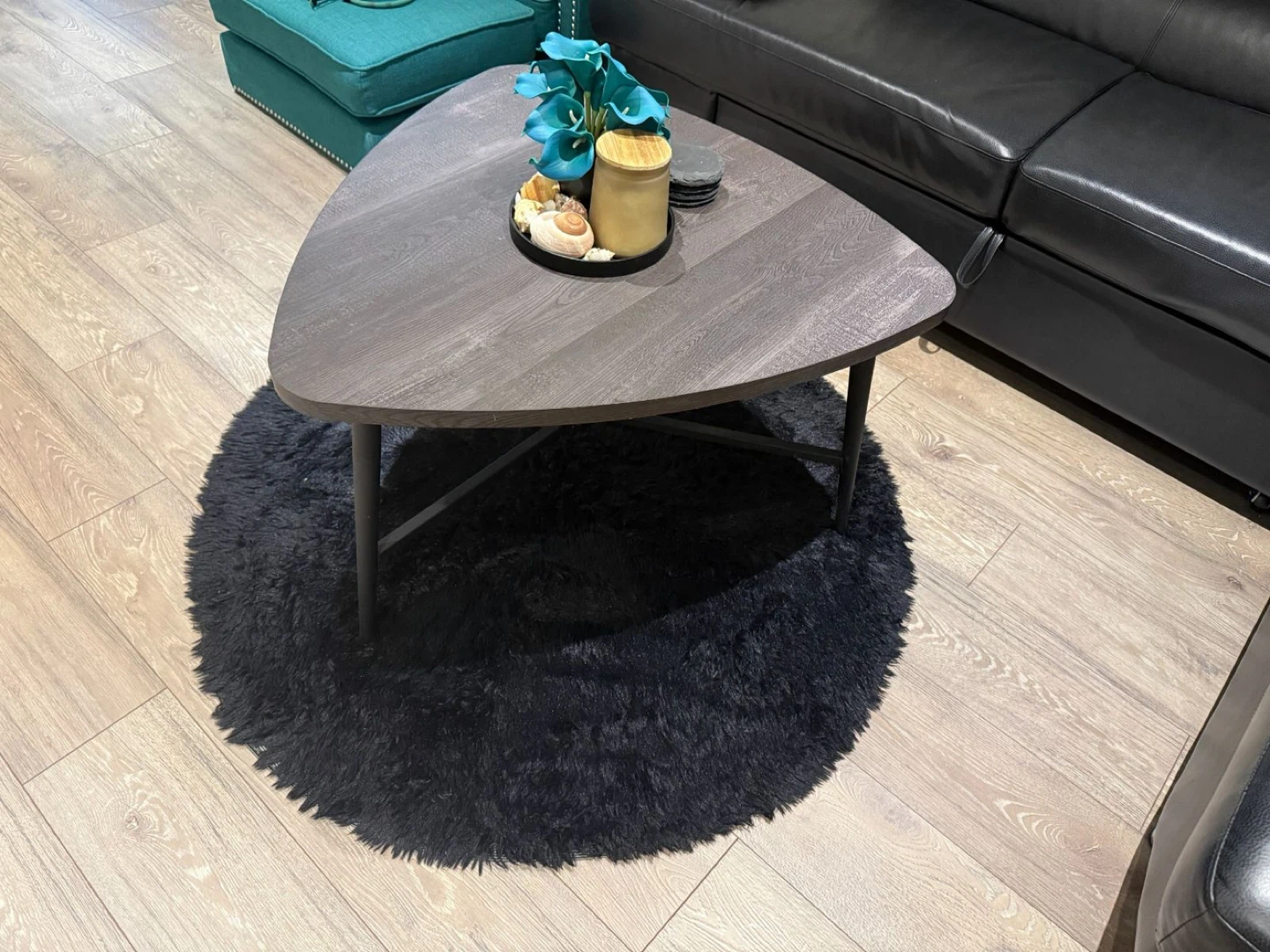 Triangular Coffee Table with Dark Wood Finish - photo 3