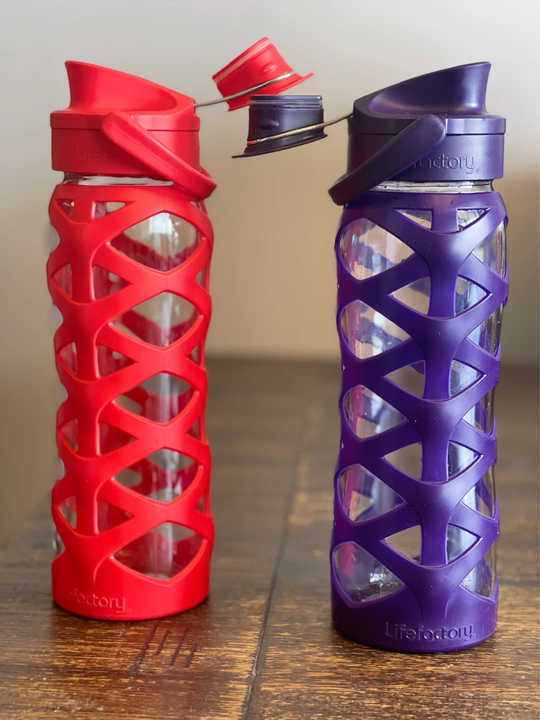 Lifefactory Glass Water Bottles - Red and Purple (22 oz) - photo 4