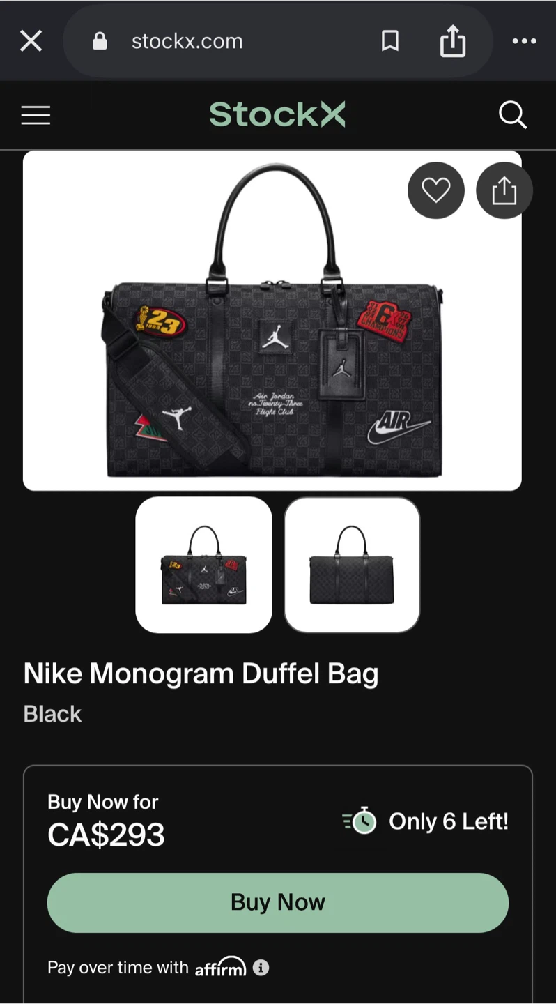 Nike Jordan Monogram Duffel Bag Black STOCKX