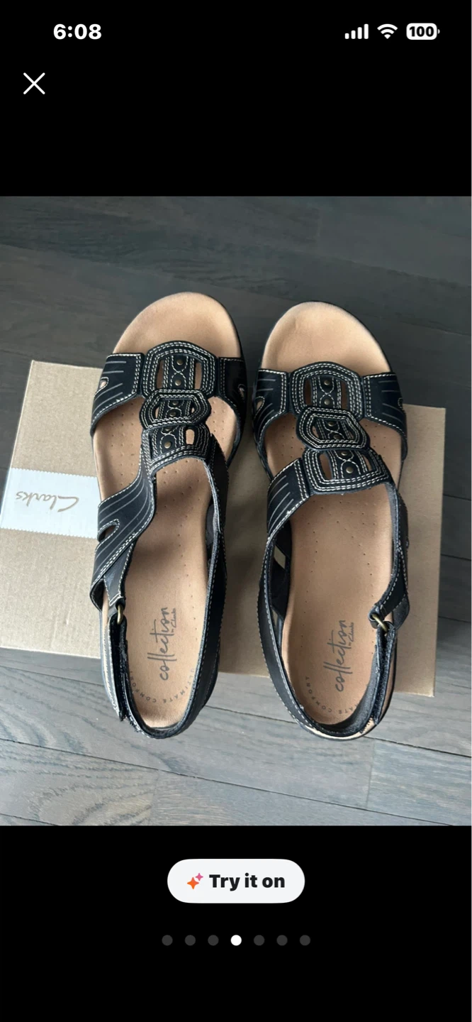 Clarks Black Leather Sandals Size 10 - photo 2