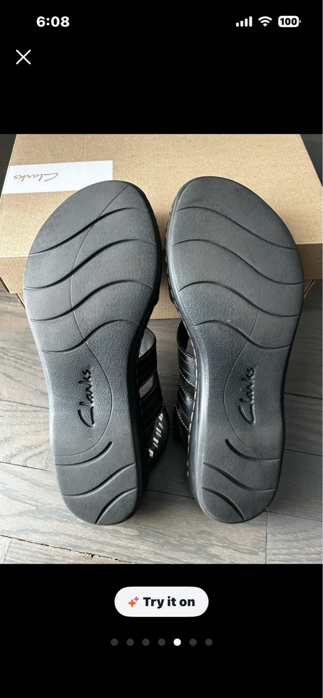 Clarks Black Leather Sandals Size 10 - photo 5