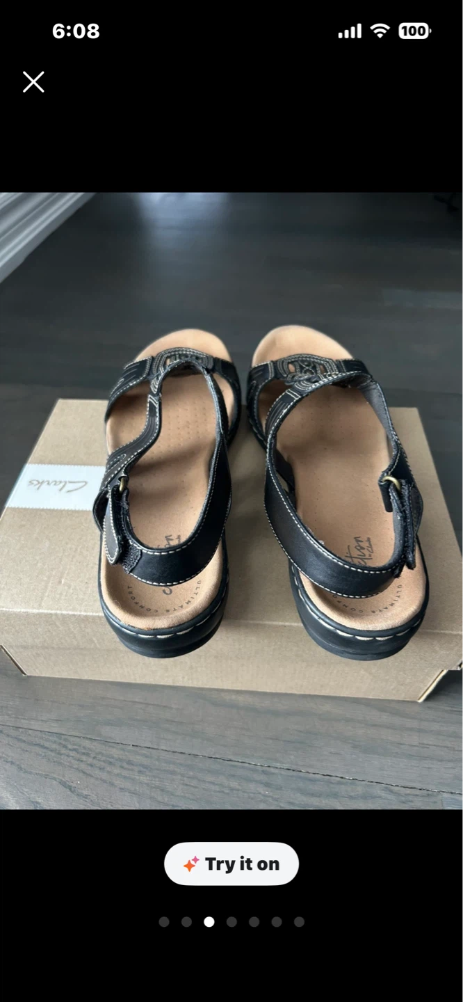 Clarks Black Leather Sandals Size 10 - photo 3