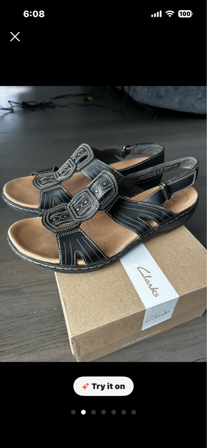 Clarks Black Leather Sandals Size 10 - photo 4