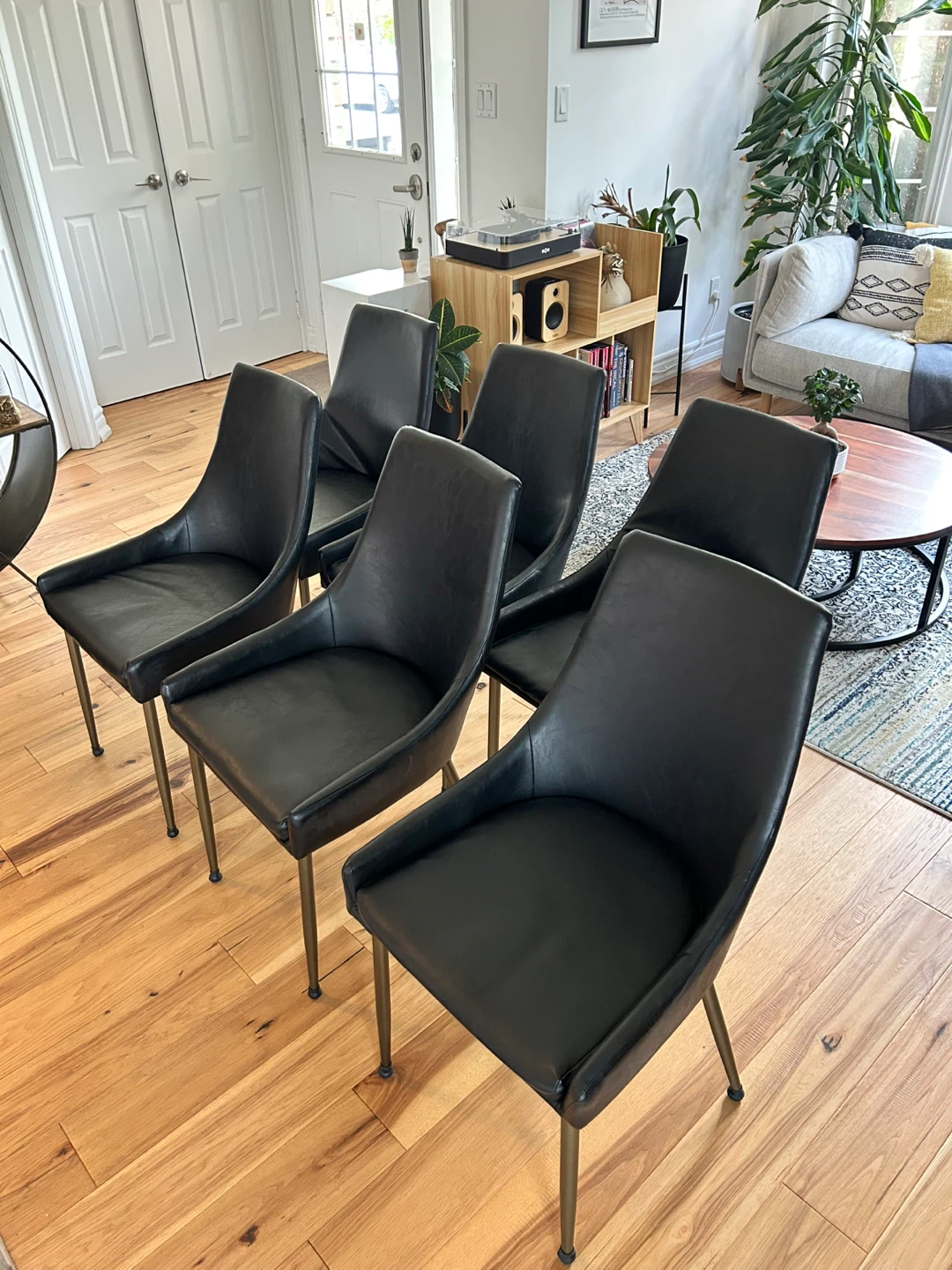 Set of 6 Black Faux Leather Dining Chairs - photo 2