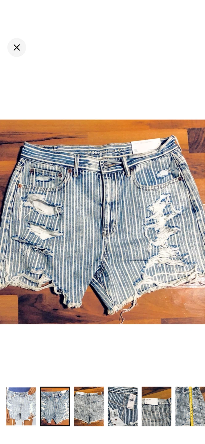 American Eagle 90s Boyfriend Striped Denim Shorts Size 10 - photo 2