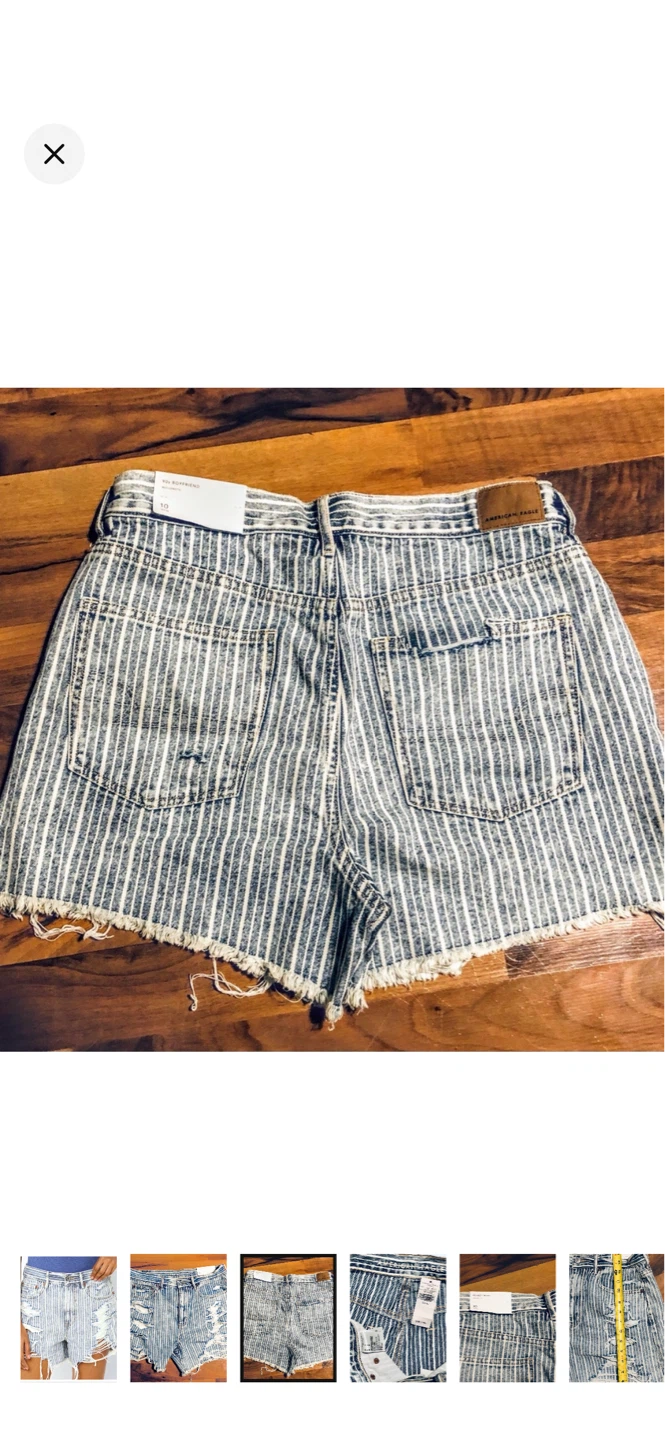 American Eagle 90s Boyfriend Striped Denim Shorts Size 10 - photo 3