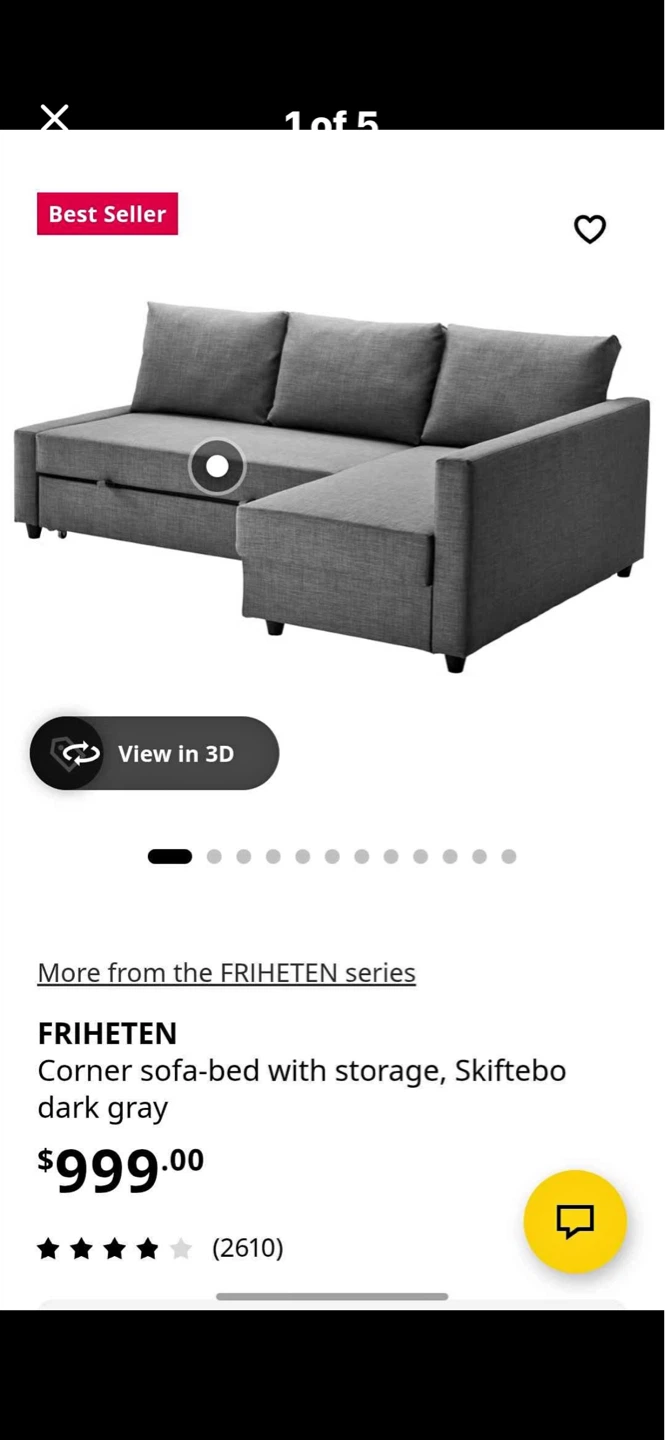 IKEA FRIHETEN Corner Sofa-bed with Storage - Dark Gray