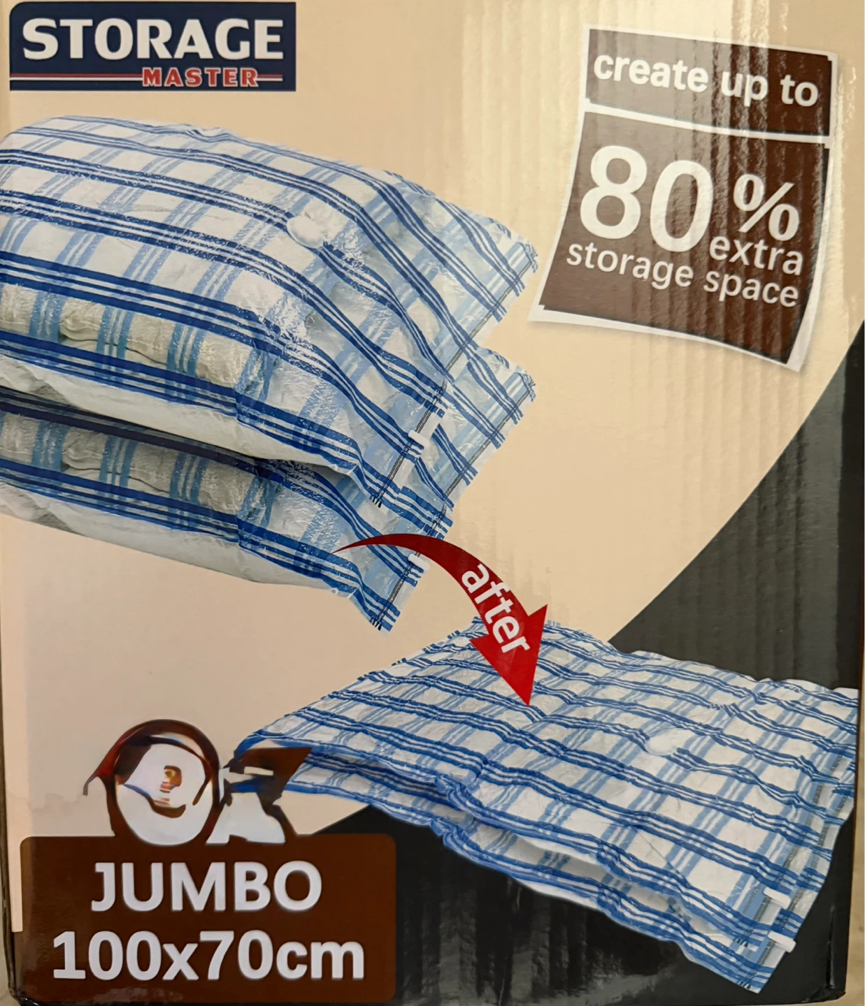 Storage Master Vacuum Storage Bags Jumbo 100x70cm 4 Pack(new) - photo 2