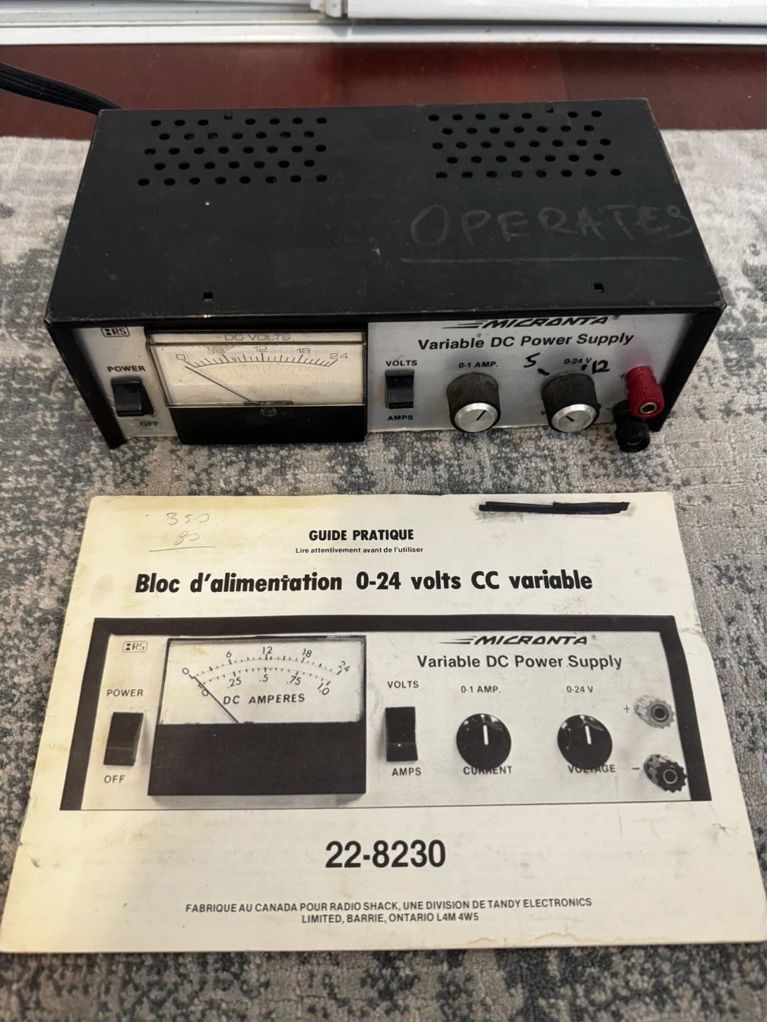 Micranta Variable DC Power Supply 0-24V, 0-1A