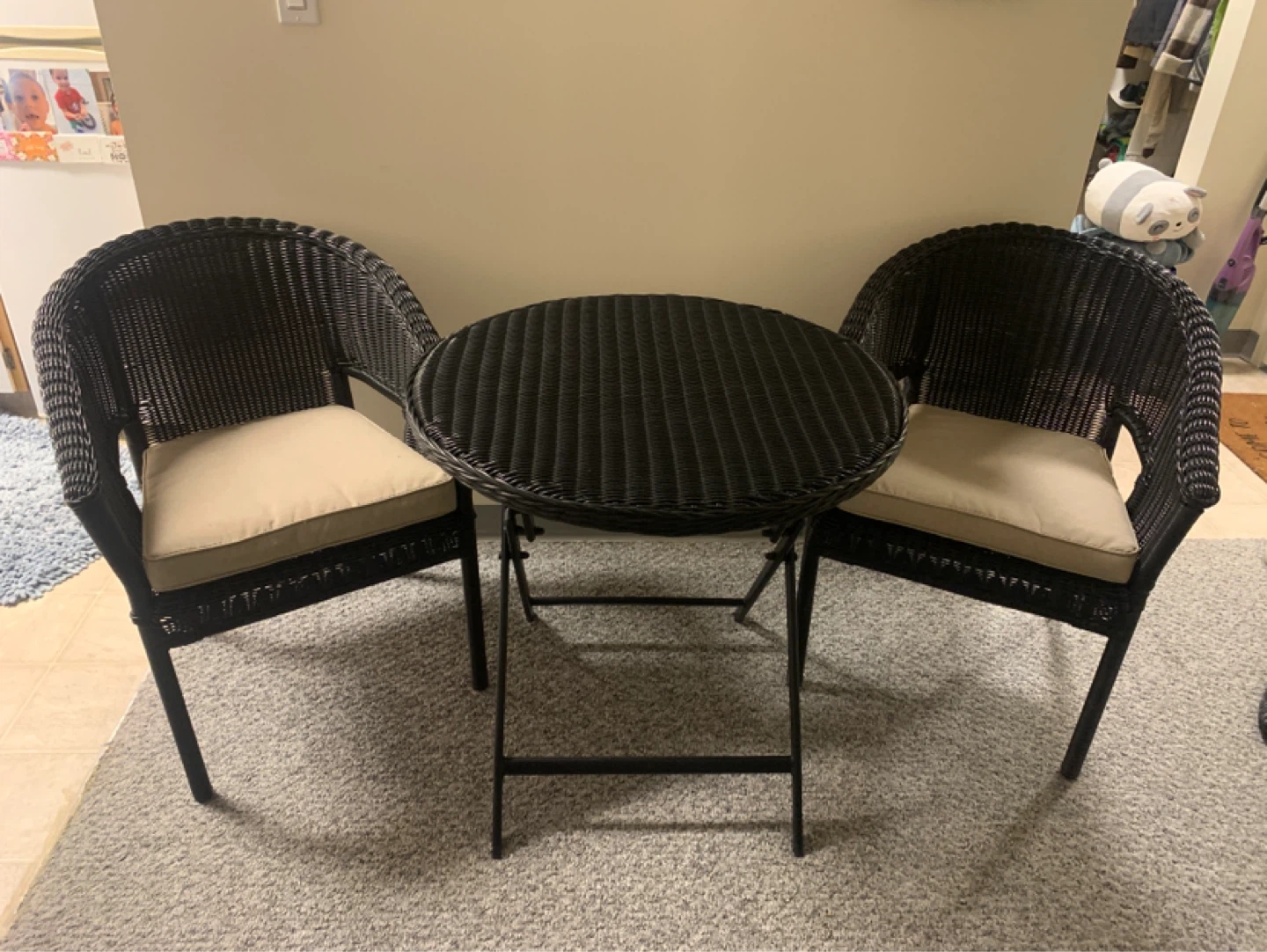 Wicker Bistro Set with 2 Chairs and Table
