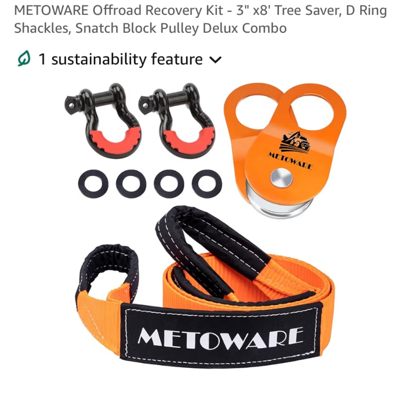 New Offroad Recovery Kit Tree Saver D Ring Shackles Snatch Block