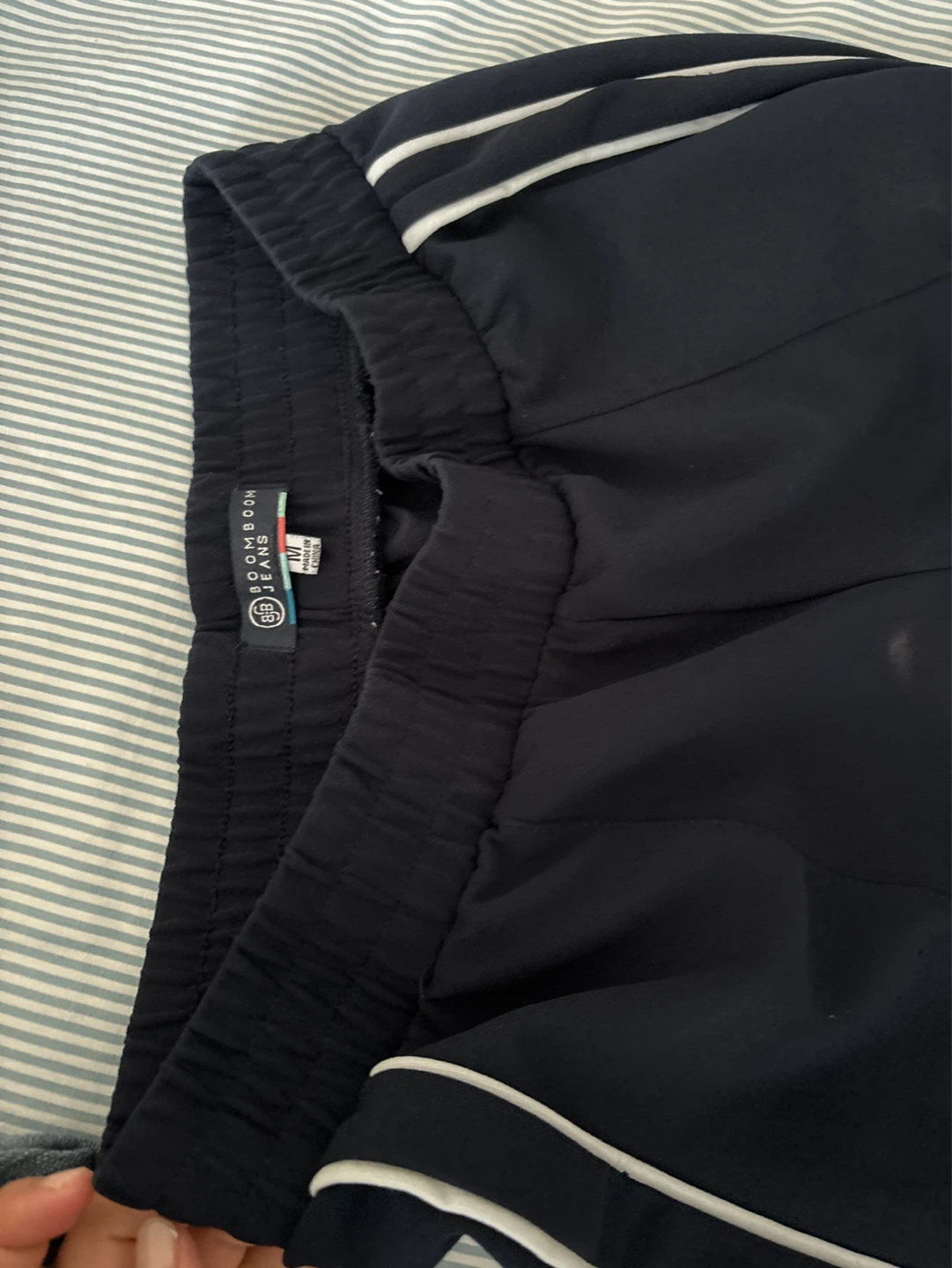 BLOOMOON JEANS Navy Athletic Pants with White Stripe