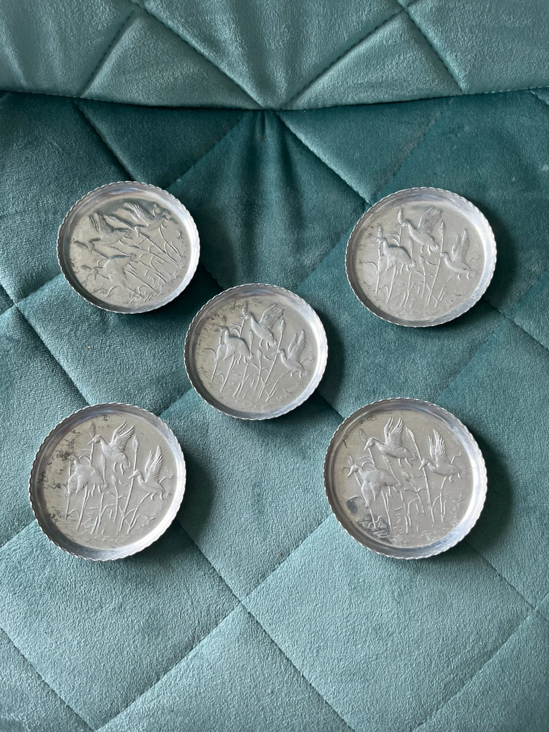 Vintage Aluminum Coasters - Ducks - Set of 8