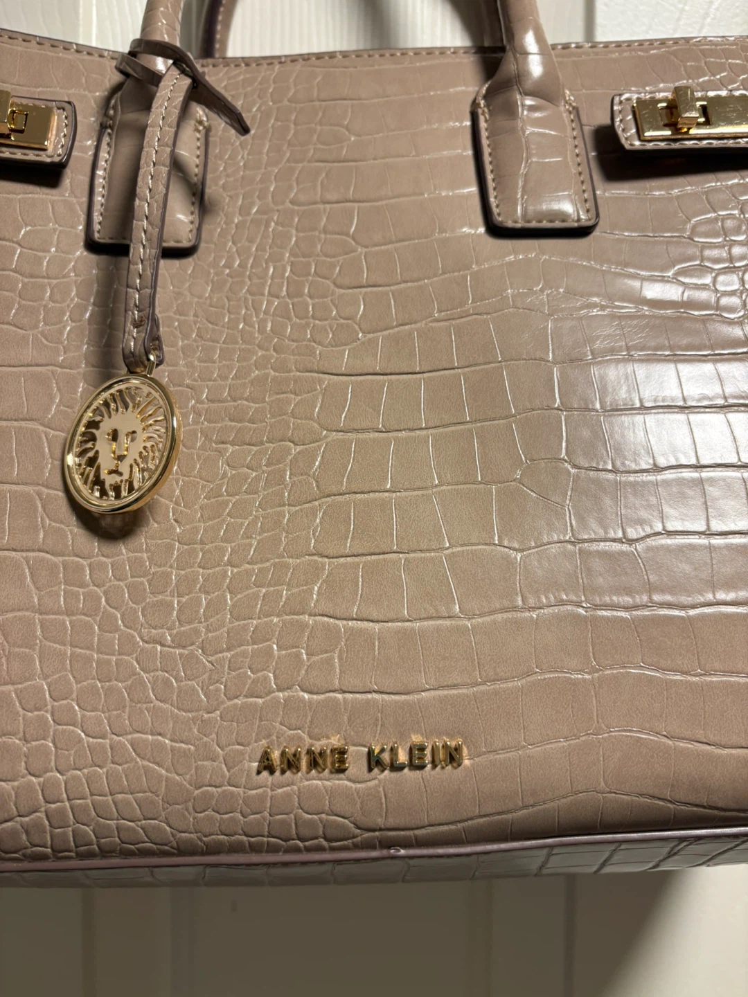Anne Klein Taupe Croc-Embossed Satchel Handbag - photo 2