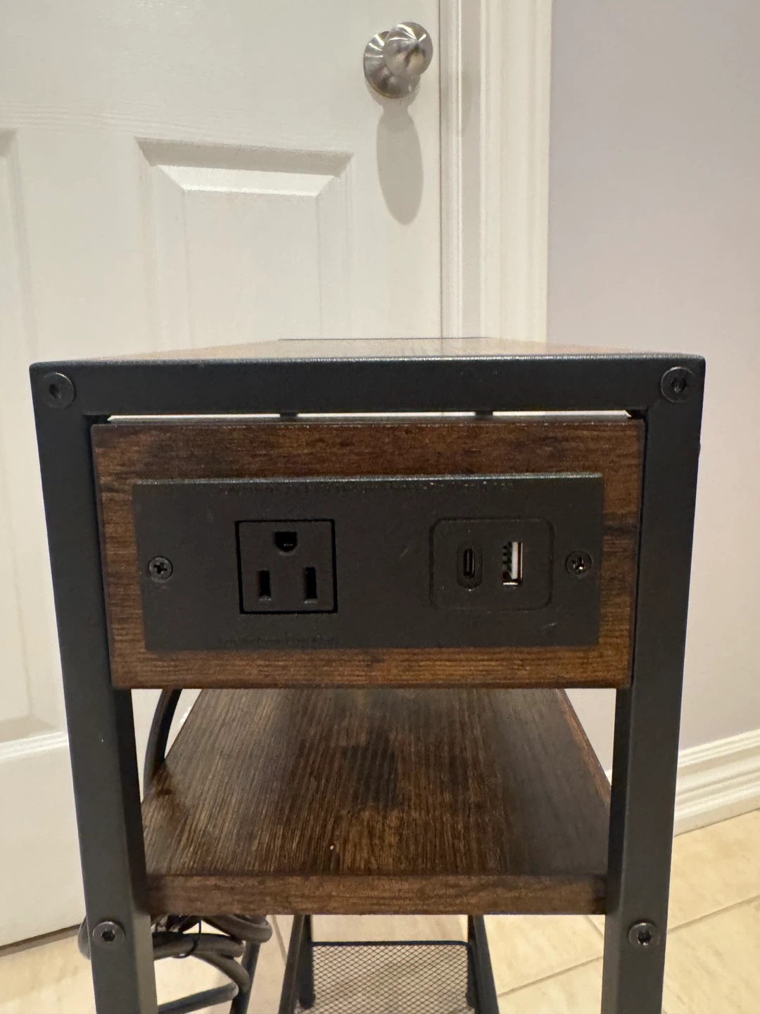 Industrial Side Table with Built-in Outlets - photo 4