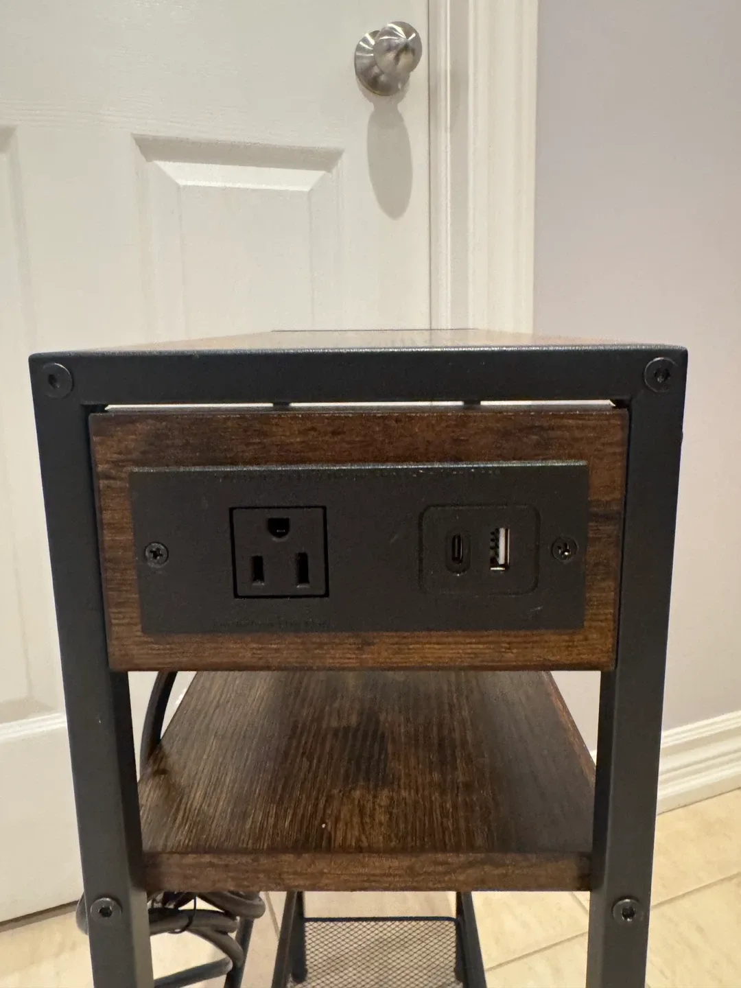 Industrial Side Table with Built-in Outlets - photo 4