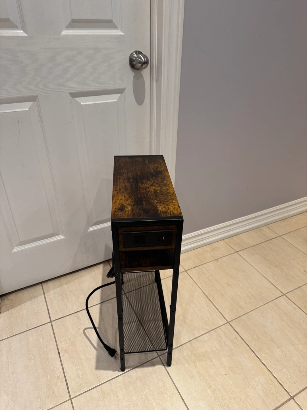 Industrial Side Table with Built-in Outlets - photo 2