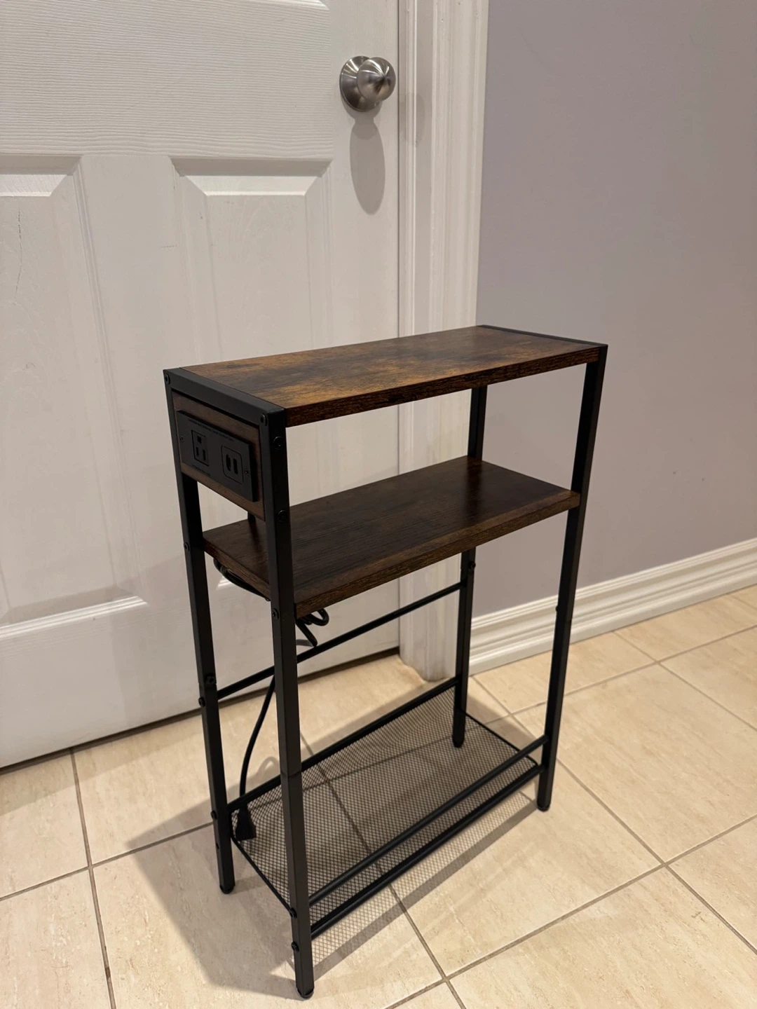 Industrial Side Table with Built-in Outlets - photo 3