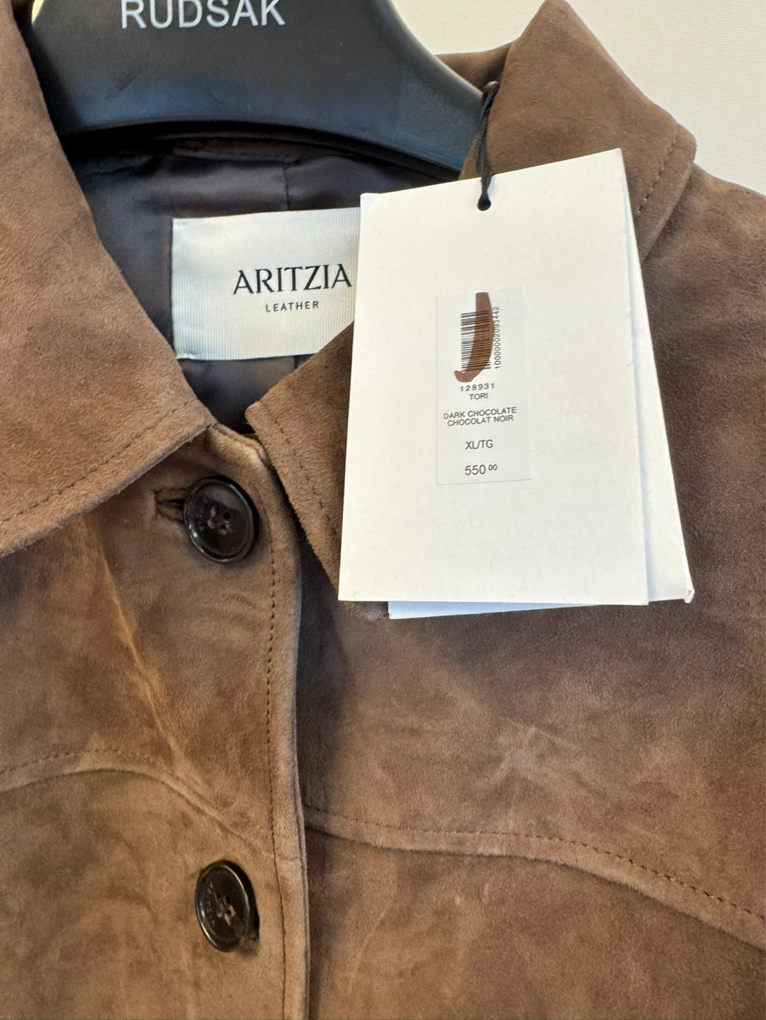 ARITZIA Tori Dark Chocolate Suede Jacket - XL/TG - photo 2