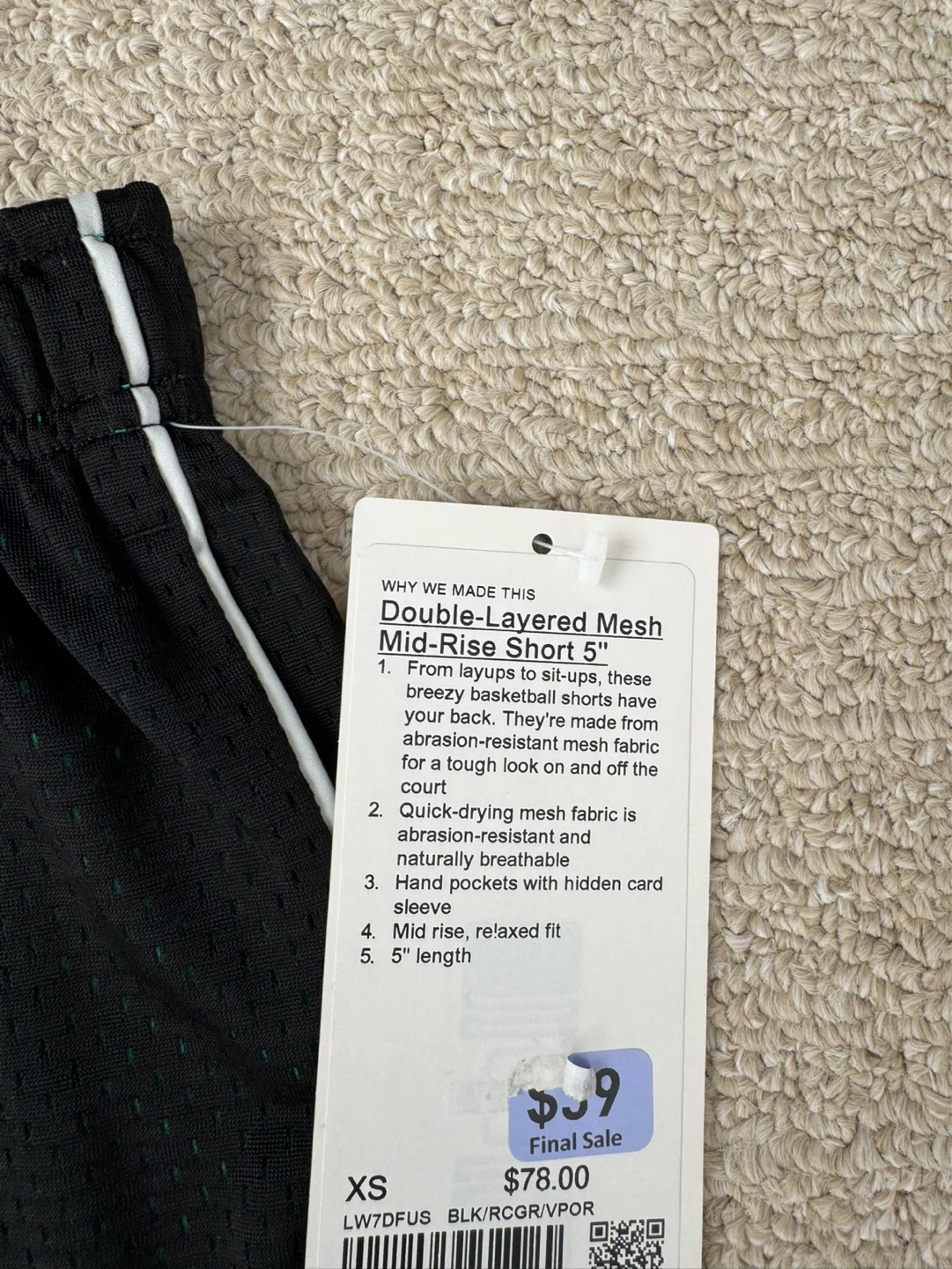 Lululemon Double-Layered Mesh Mid-Rise 5" Shorts XS Black - photo 2