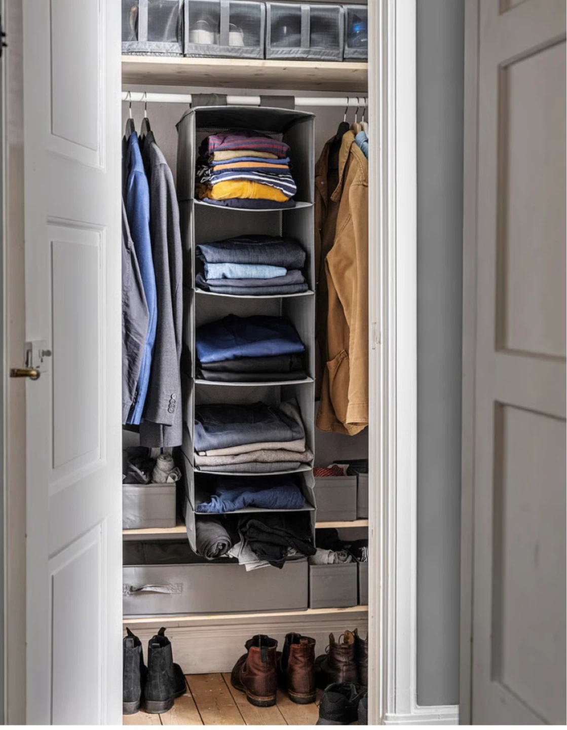 6-Shelf Hanging Closet Organizer Gray - photo 2
