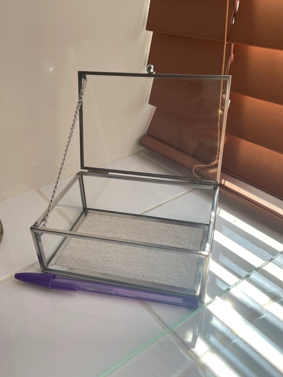 Glass Hinged Jewellery Box