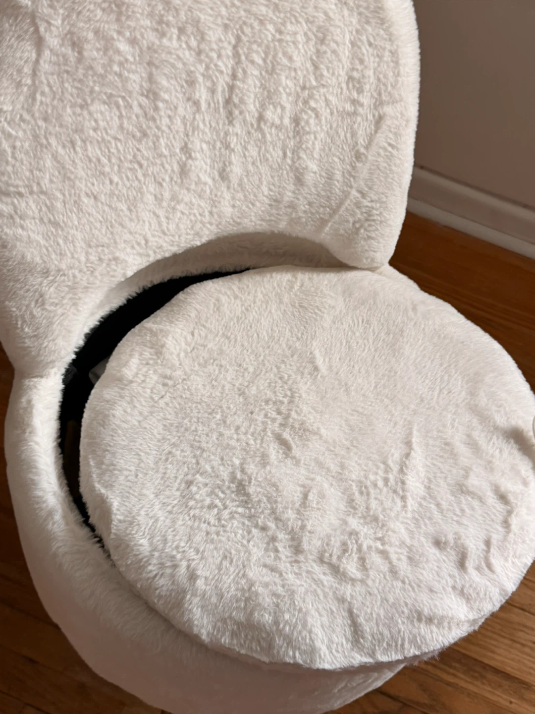 White Faux Fur Vanity Chair with Storage - photo 2