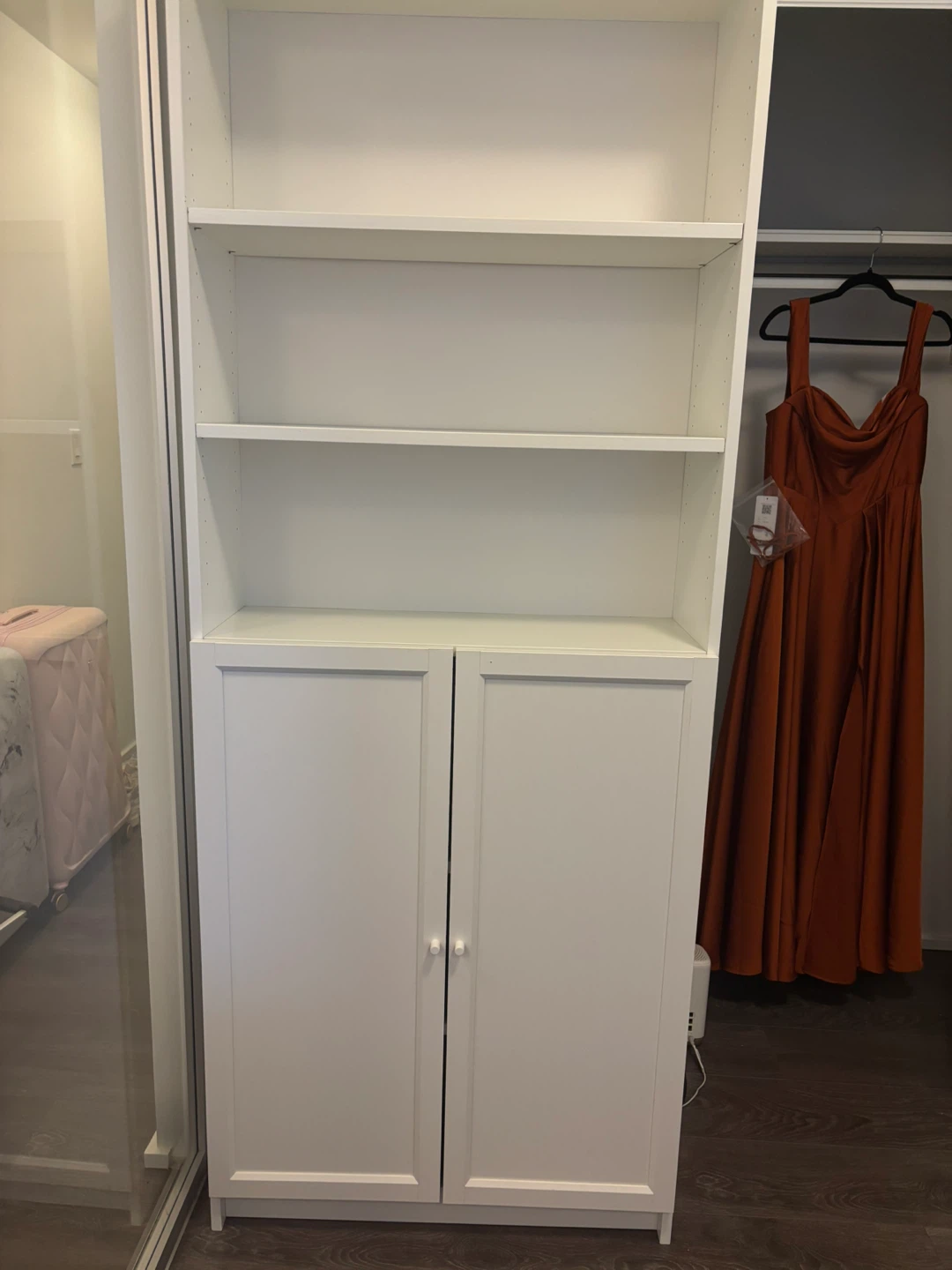White Bookshelf with Cabinet