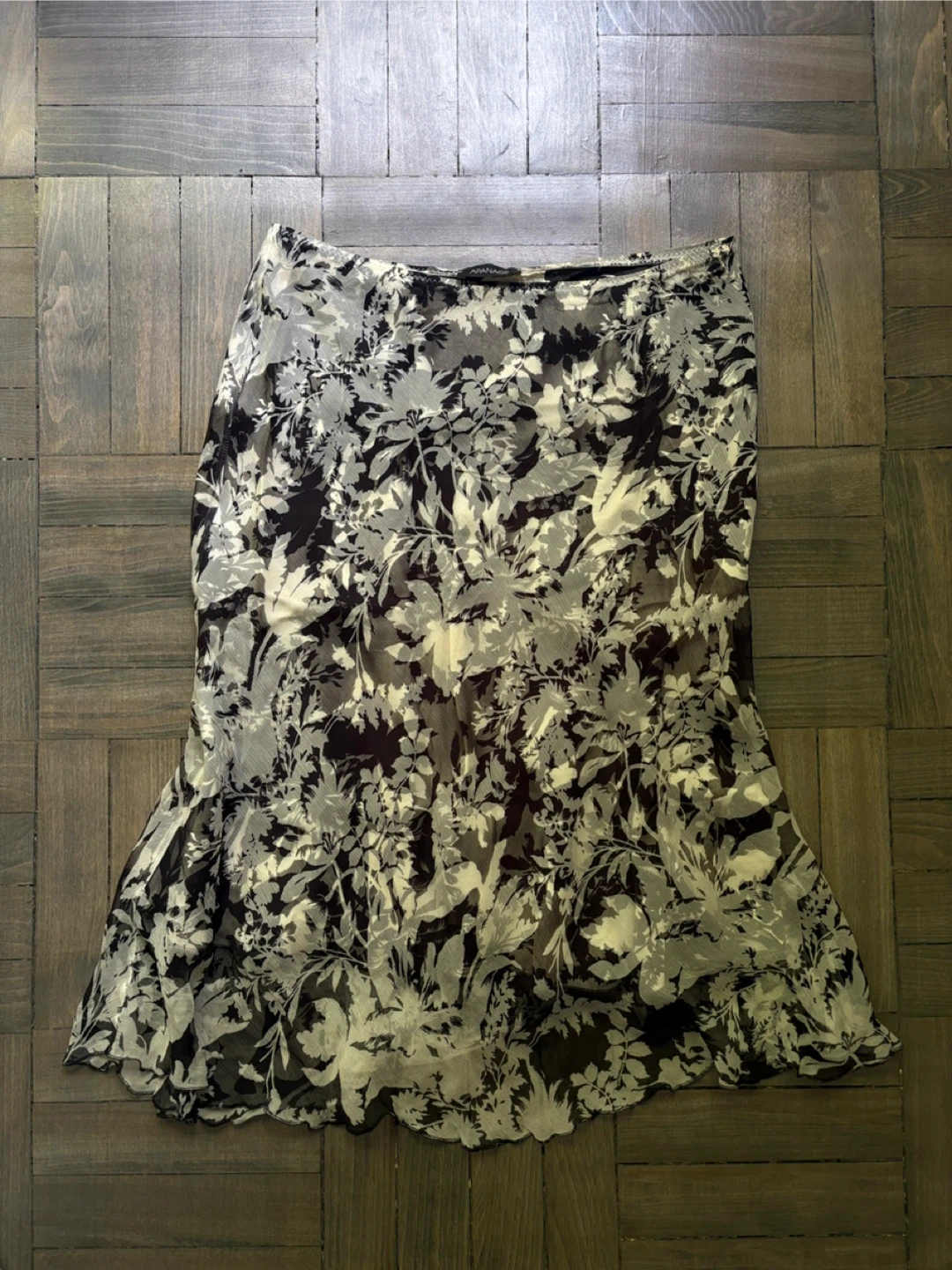 Vintage Apange Silk Lined Midi Skirt