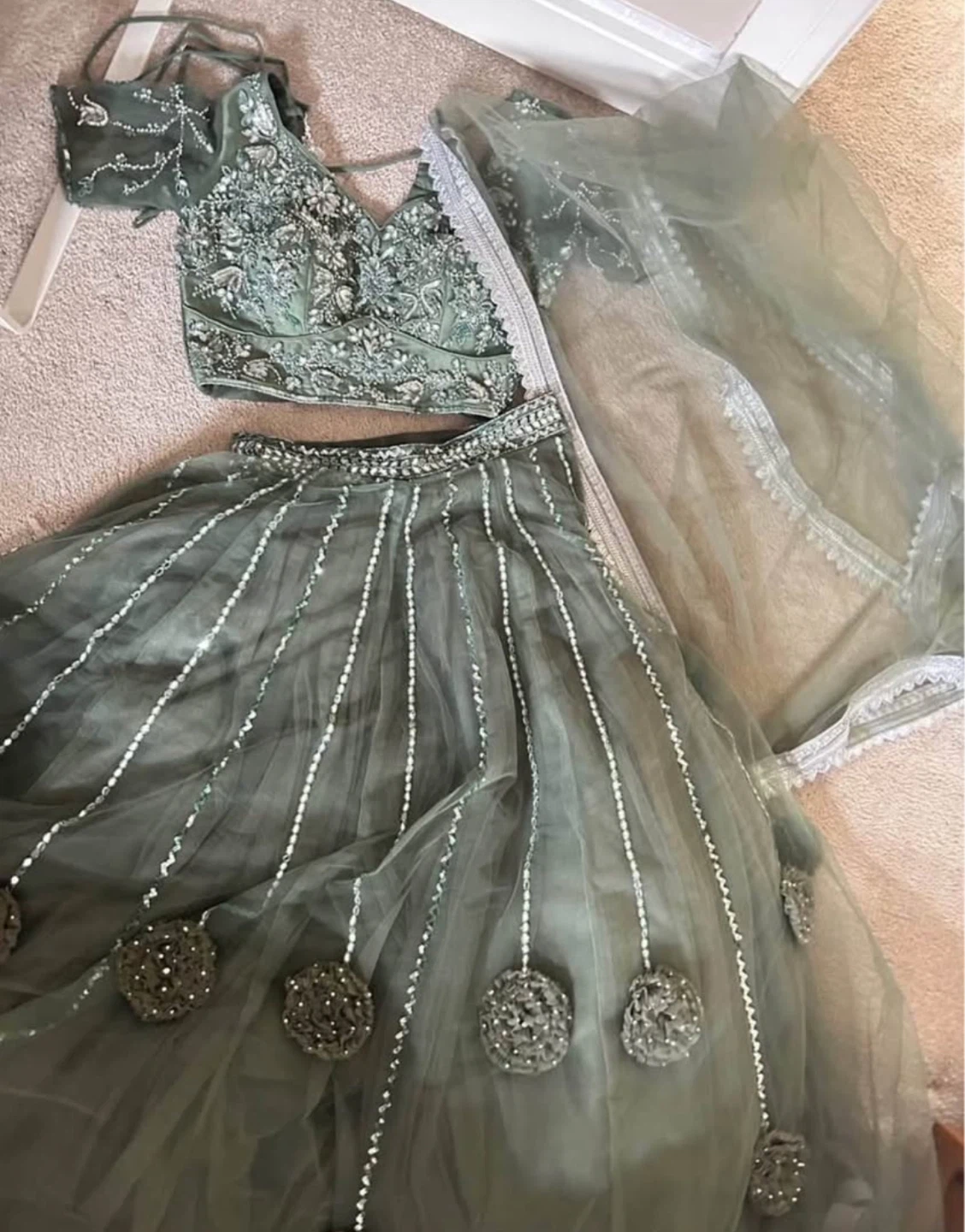 Punjabi Indian Green Lengha