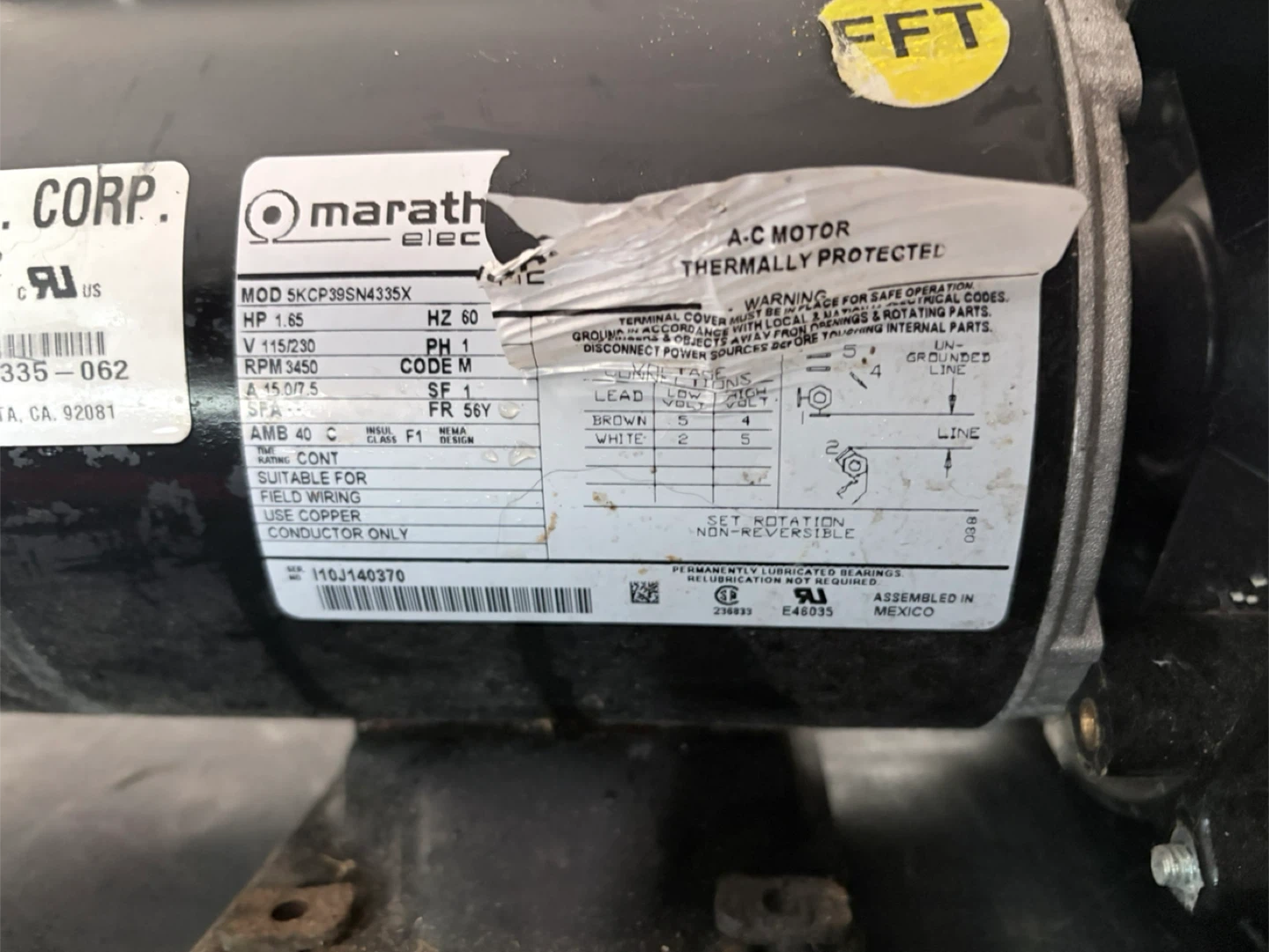 Watkins Mfg. Corp. Hot Tub Pump Motor