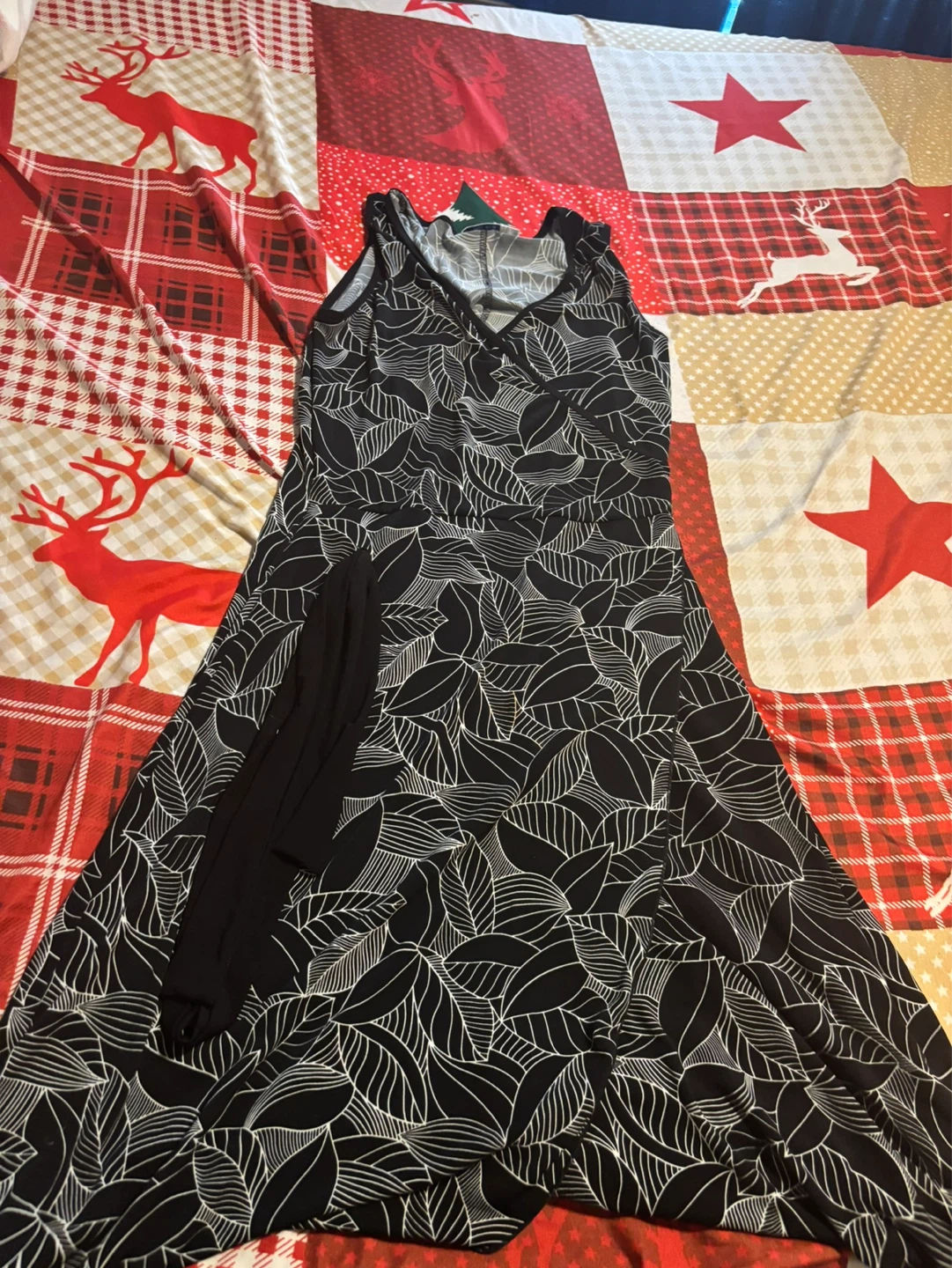 Chicks Women's Sleeveless Leaf Print A-Line Dress