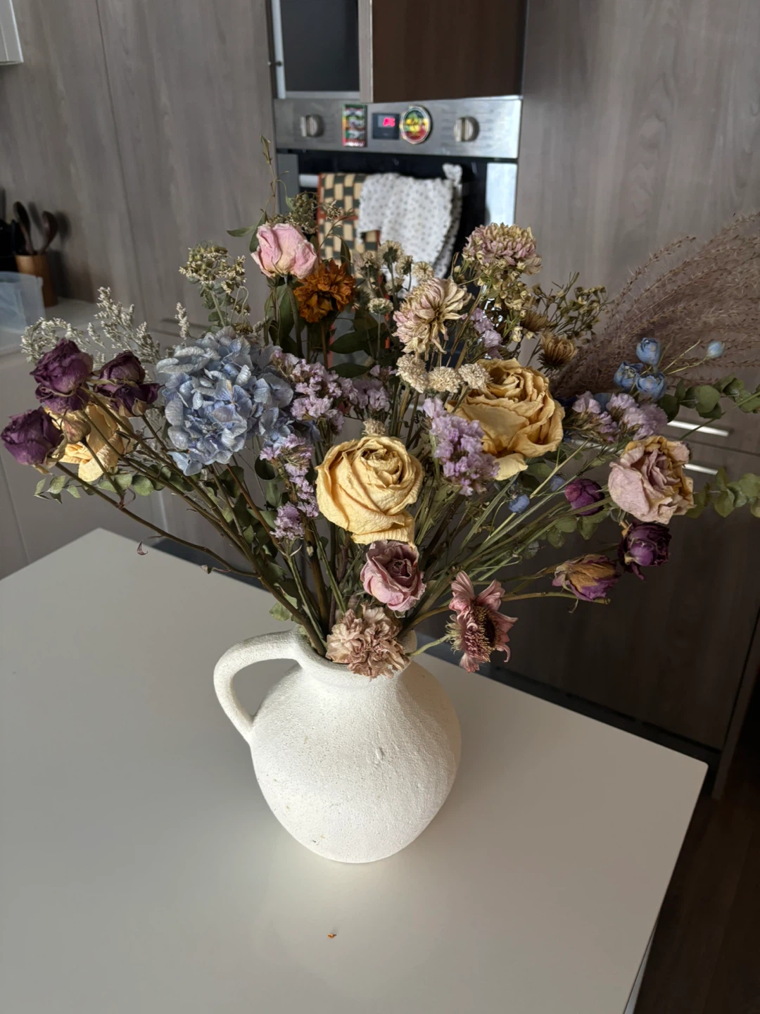 Dried Flower Arrangement in Textured Vase - photo 2