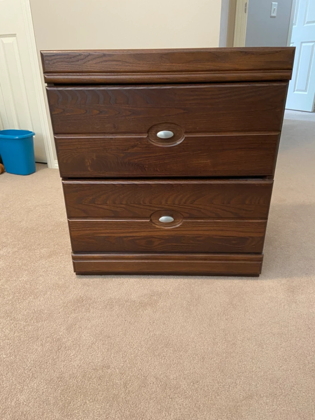Wooden two-drawer nightstand