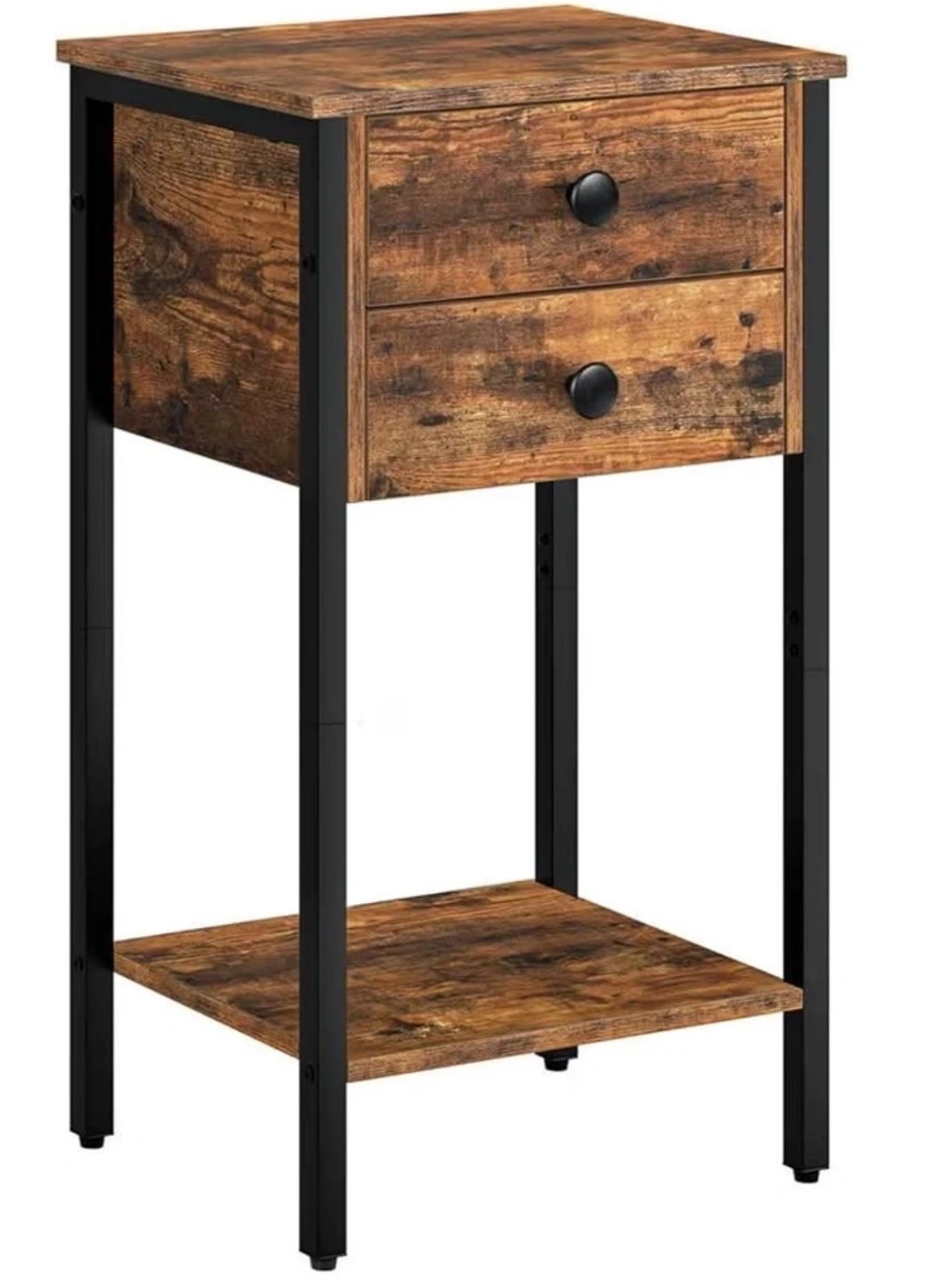 Rustic Wood Nightstand with 2 Drawers