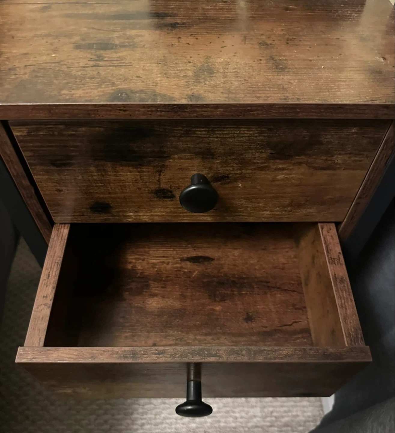 Rustic Wood Nightstand with 2 Drawers - photo 2