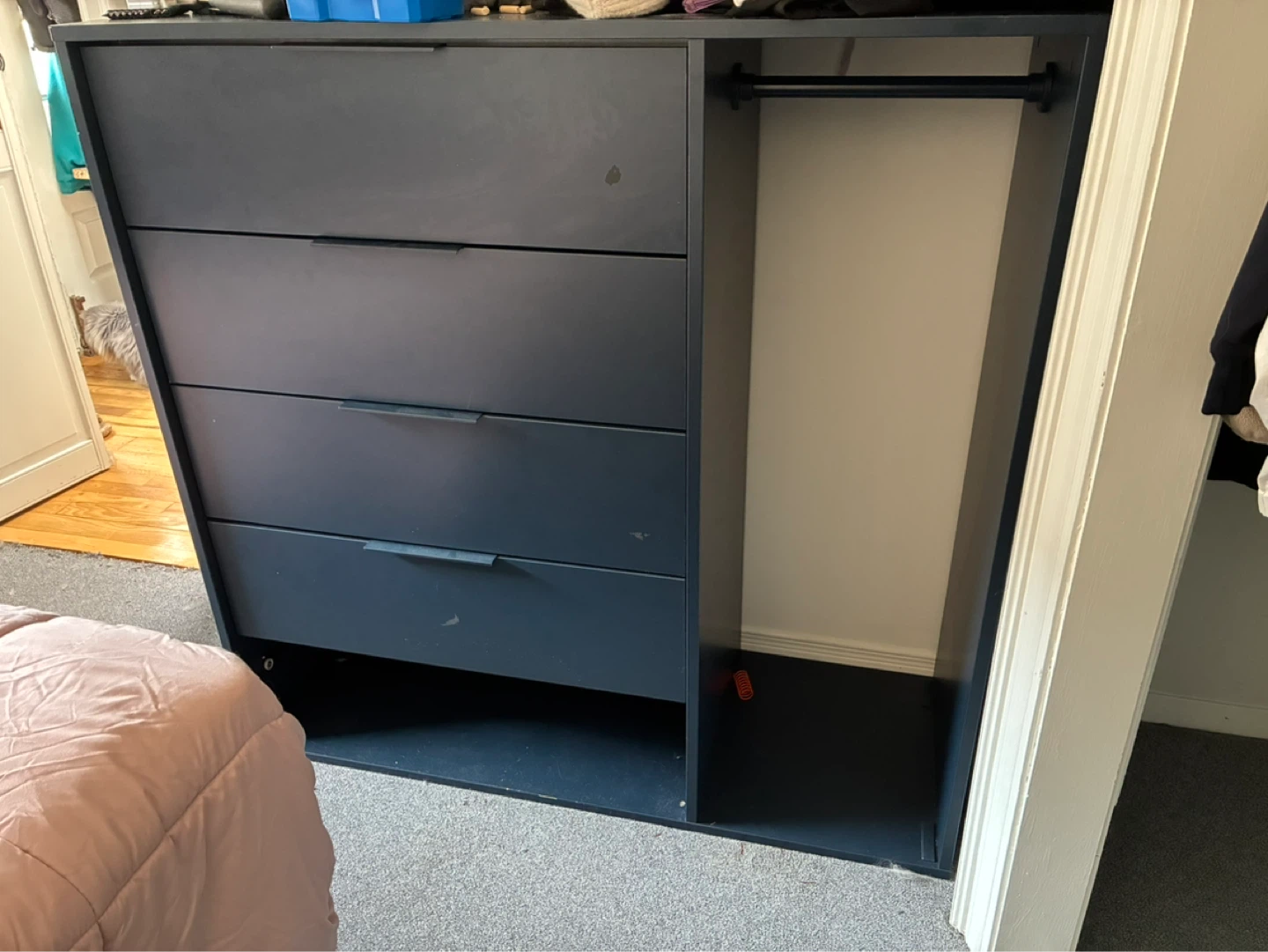 Dark Blue Dresser and Wardrobe Combo