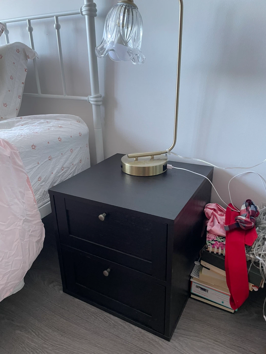 Black 2-Drawer Nightstand