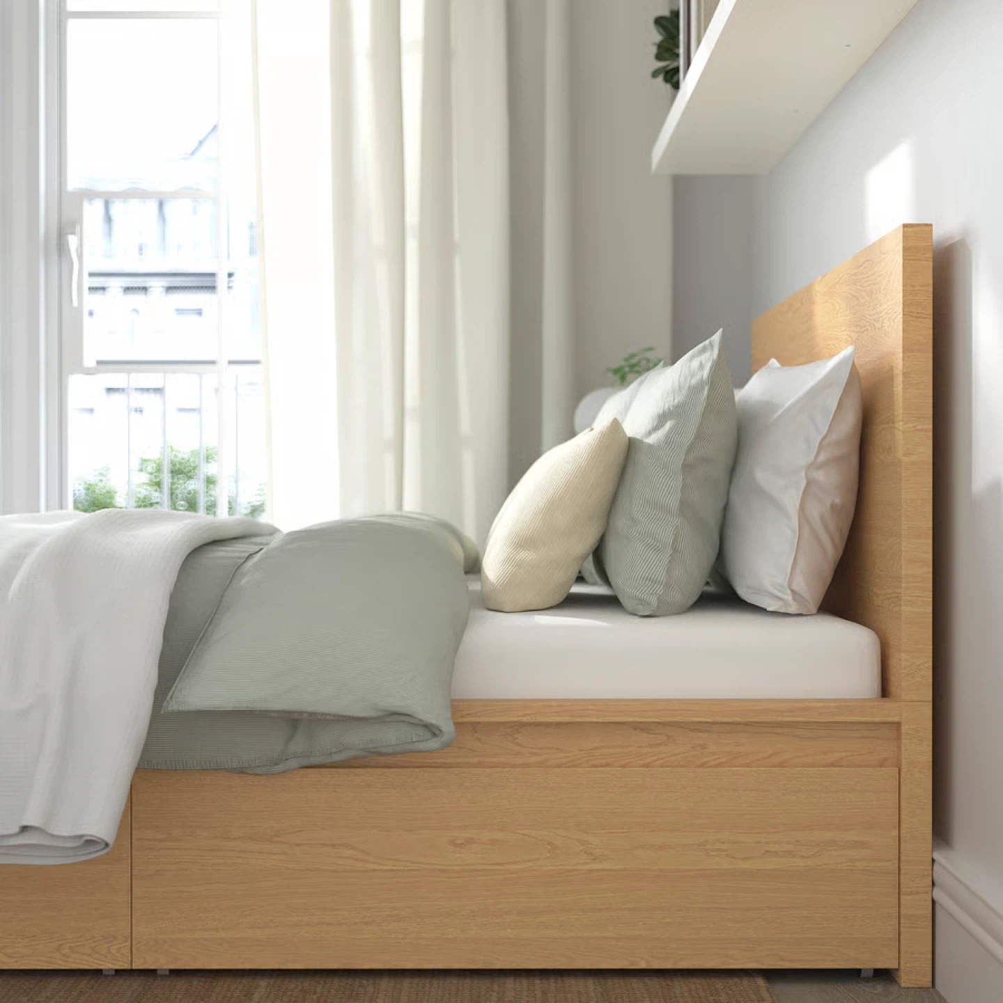 IKEA Malm King Size Bed Frame with 2 Drawers Oak - photo 5
