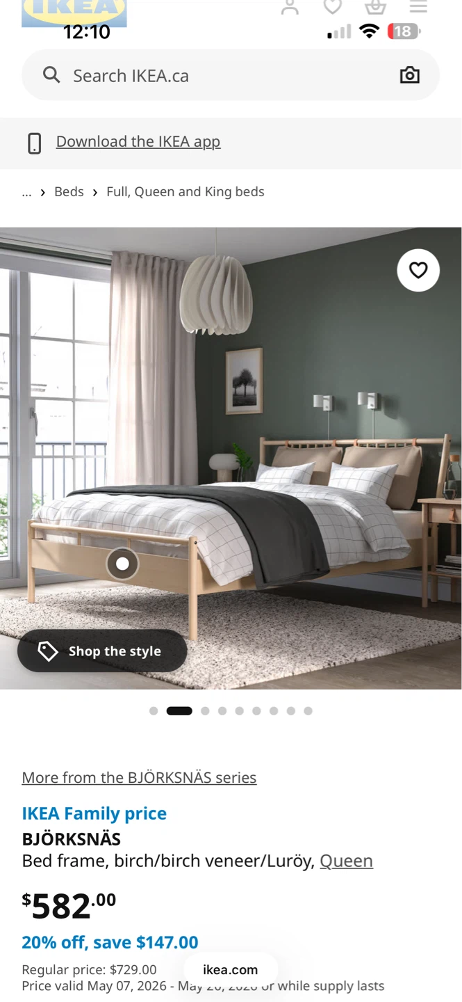 IKEA BJÖRKSNÄS Queen Bed Frame - Birch