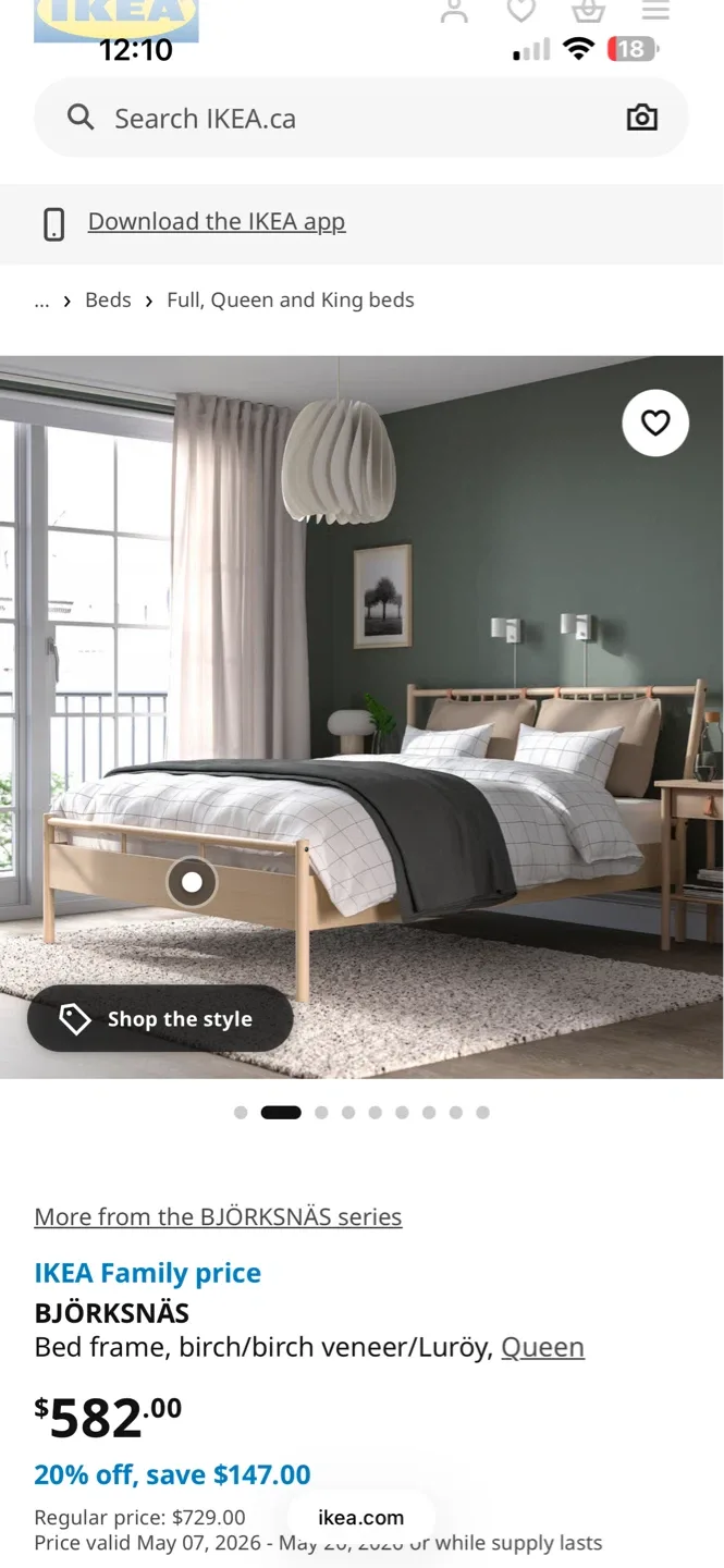 IKEA BJÖRKSNÄS Queen Bed Frame - Birch
