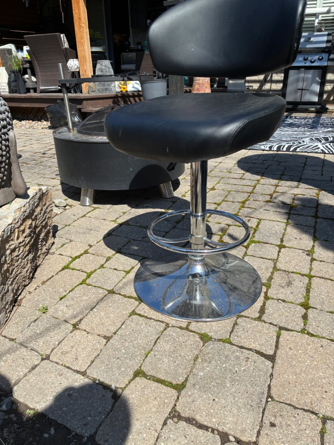 Black Adjustable Bar Stool