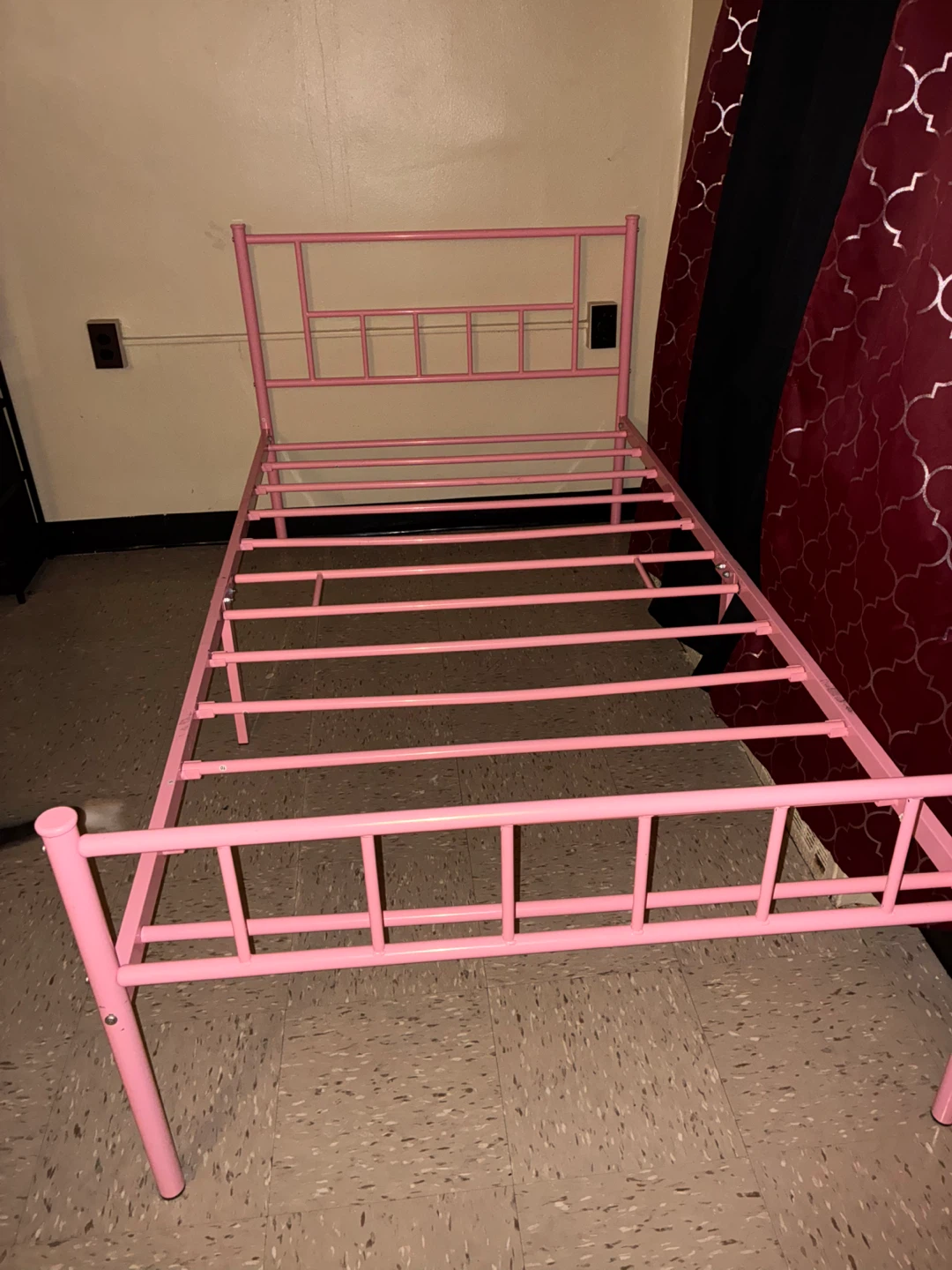 Pink Metal Twin Bed Frame