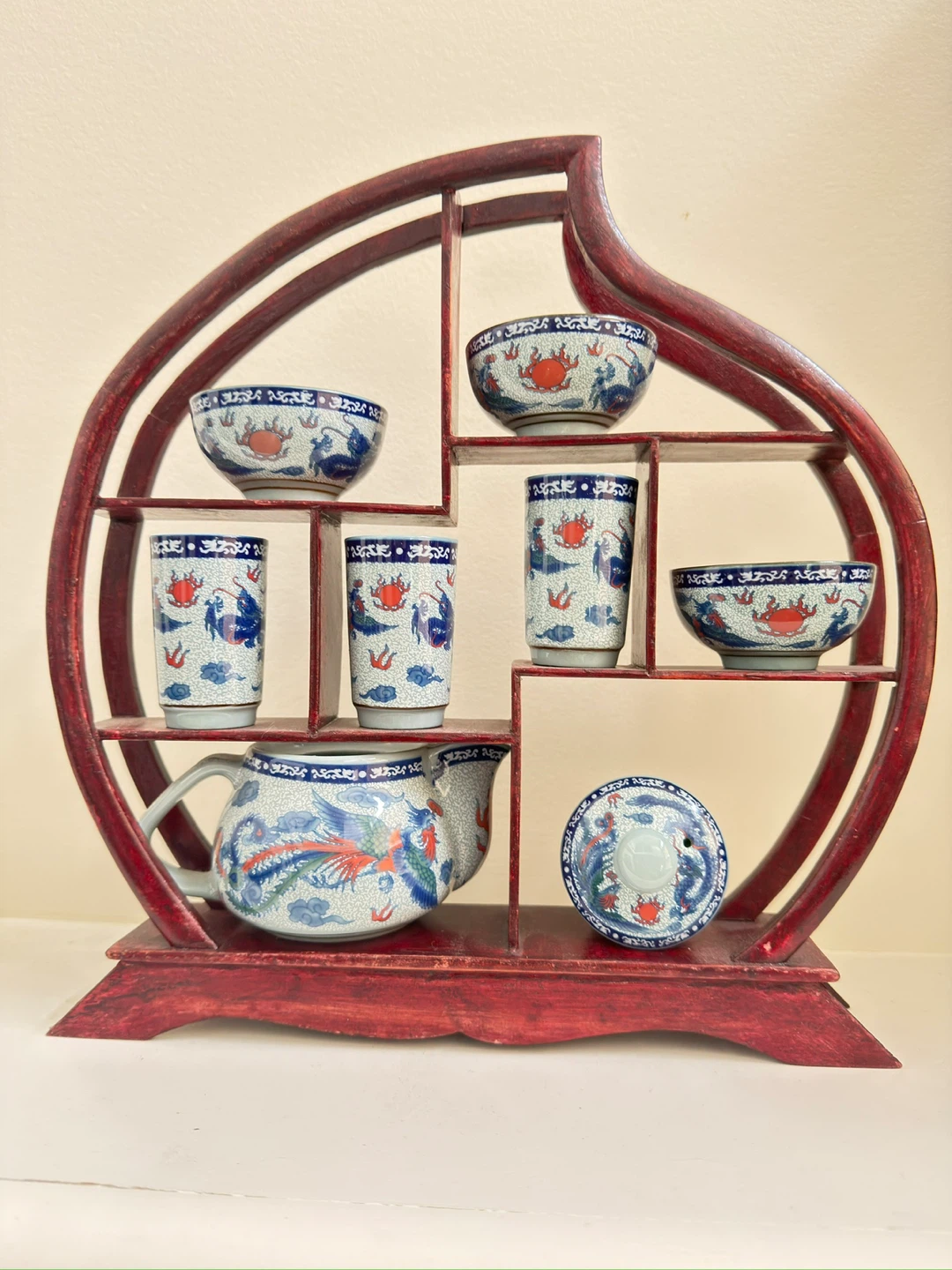 Vintage Ceramic Tea Set with Display Shelf - photo 2