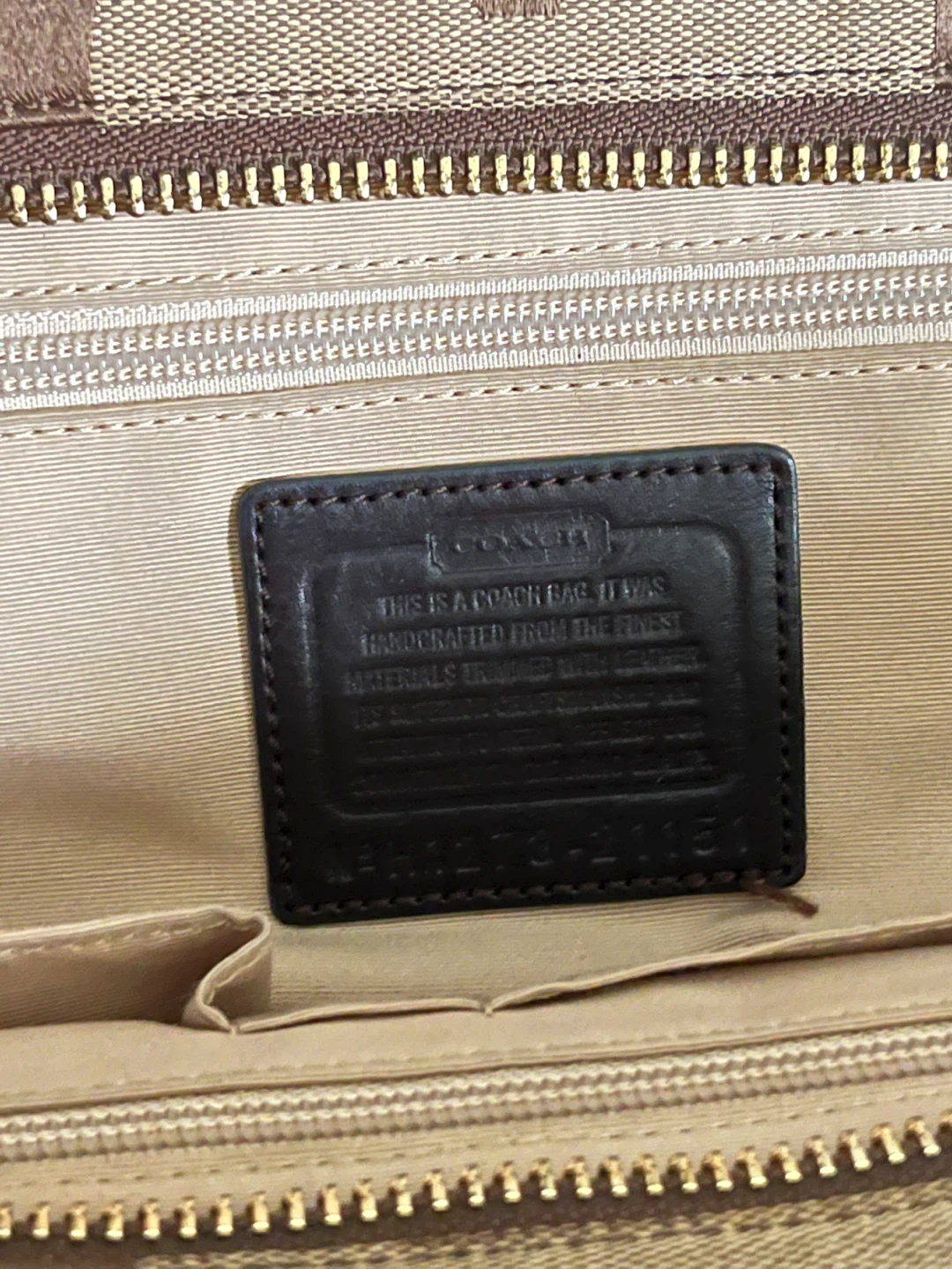 Y2K Coach Beige & Brown Signature Canvas Tote w/ Tassle - photo 3