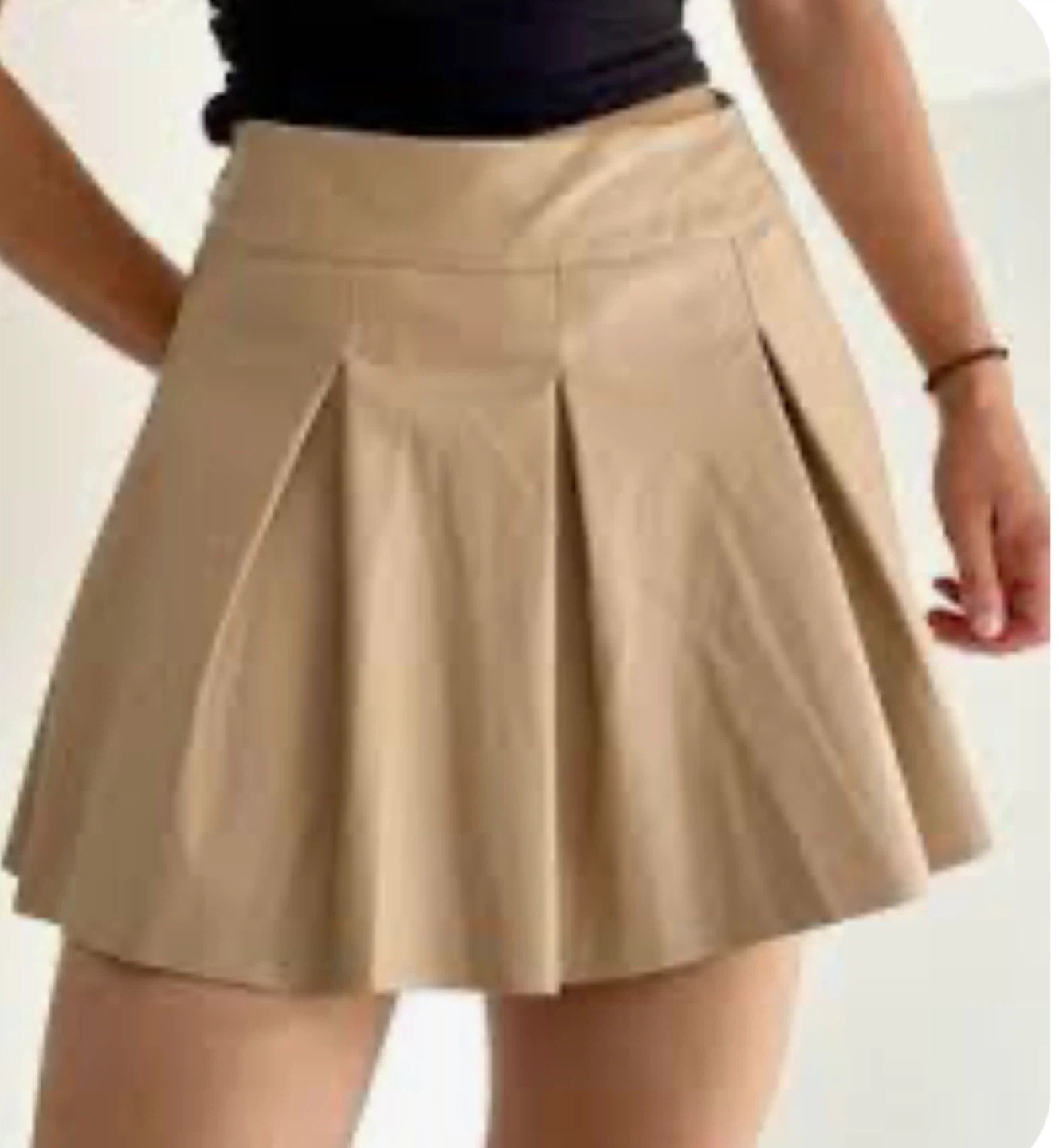 Pleated Faux Leather Mini Skirt - Black