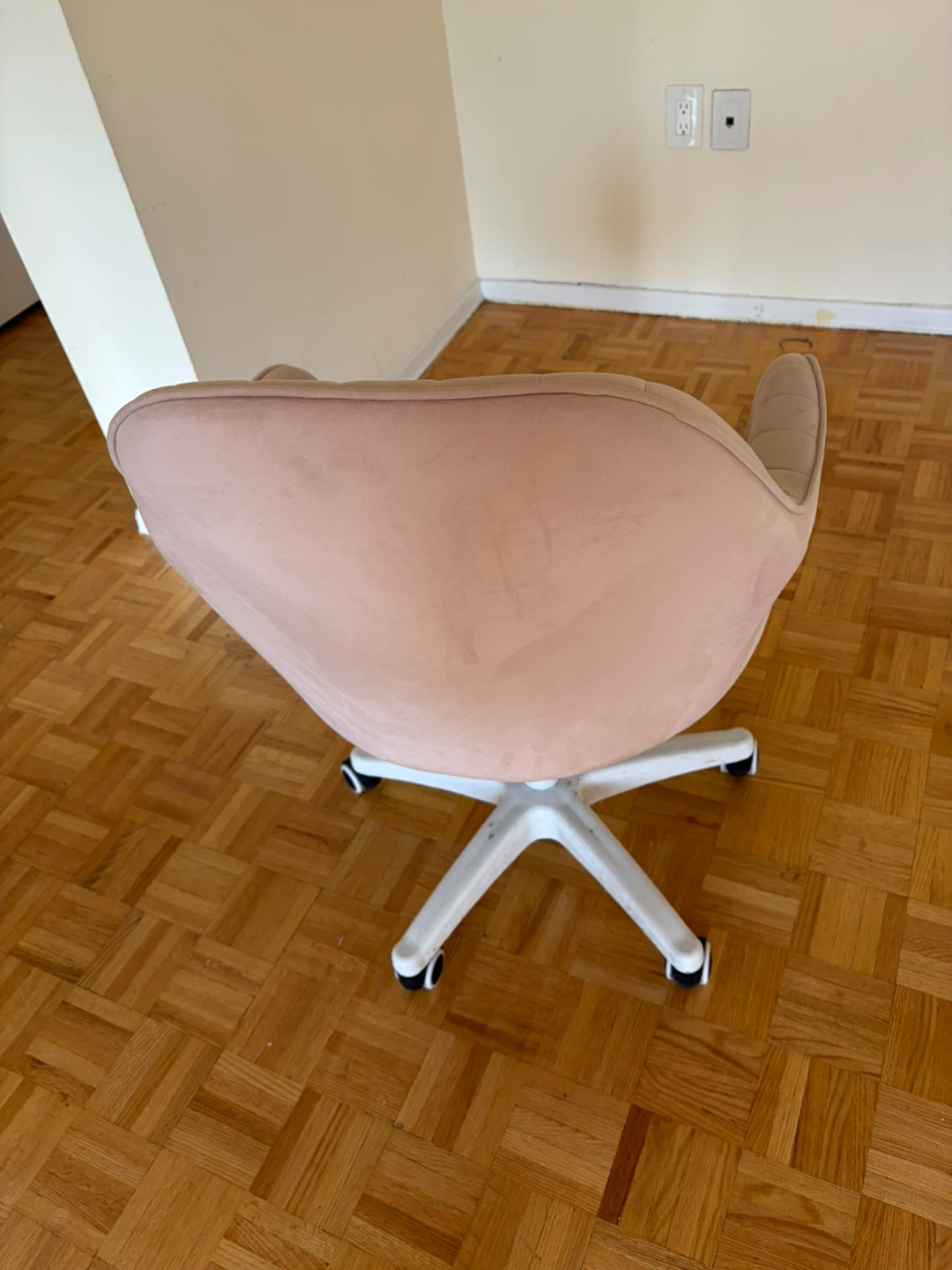 Pink Velvet Swivel Office Chair with Lumbar Pillow - photo 3