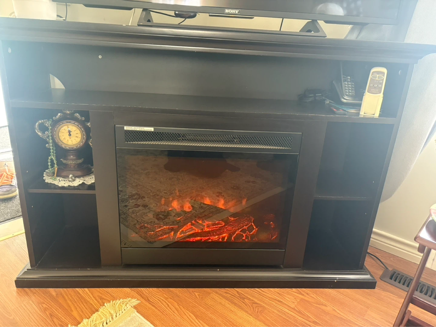 Dark Wood Electric Fireplace Entertainment Unit - photo 2
