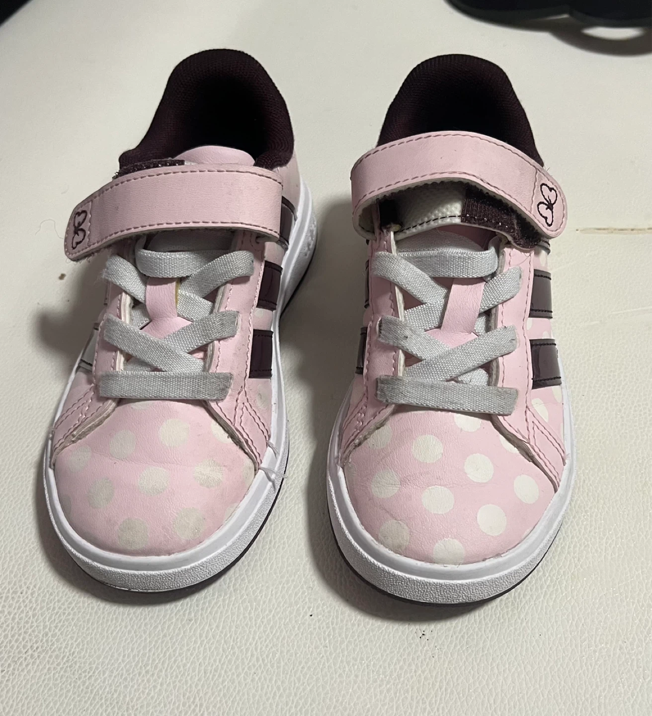 Adidas Toddler Girls Pink White Polka Dot  size 11 kids - photo 2