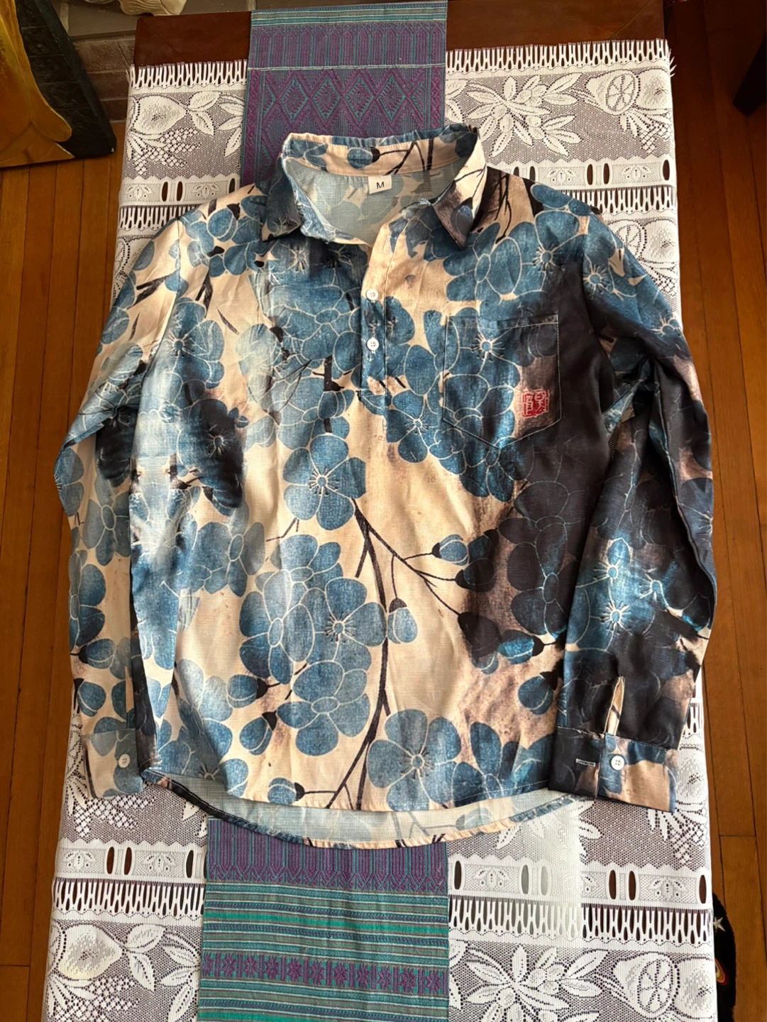 Floral Print Button-Up Shirt - Size M